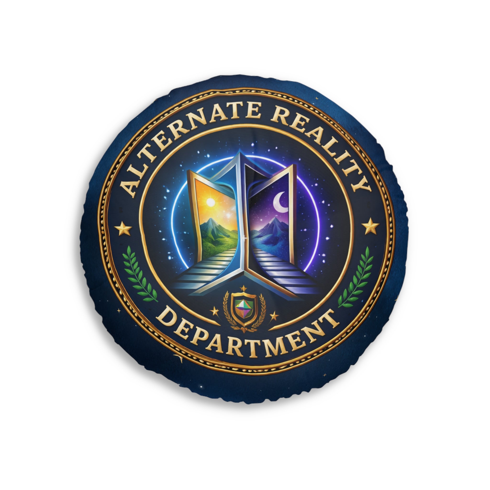 Alternate Reality Department Round Floor Pillow – Political Satire Statement Cushion (26” or 30”)