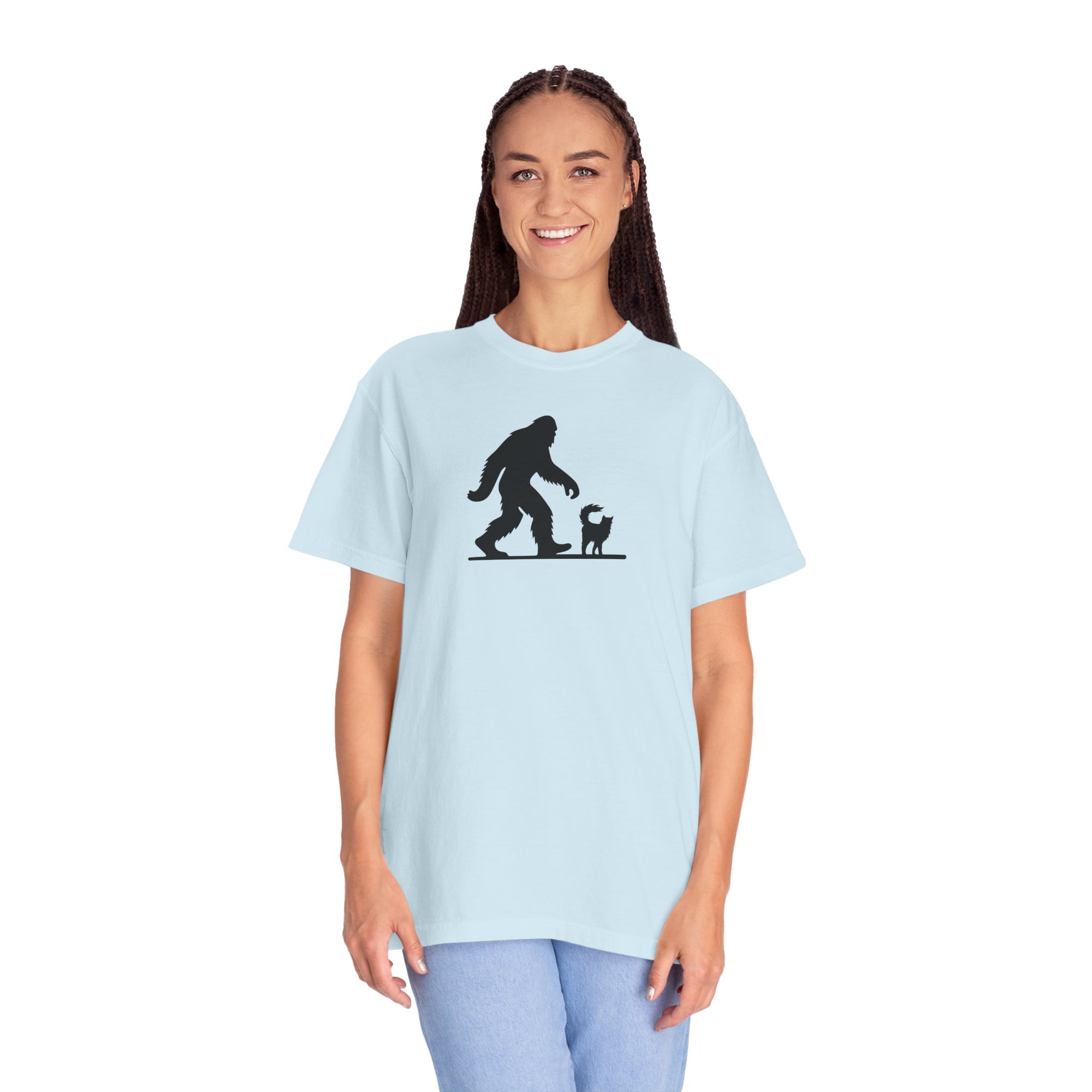 Bigfoot & Cat Unisex Garment-Dyed T-Shirt - Fun Casual Wear