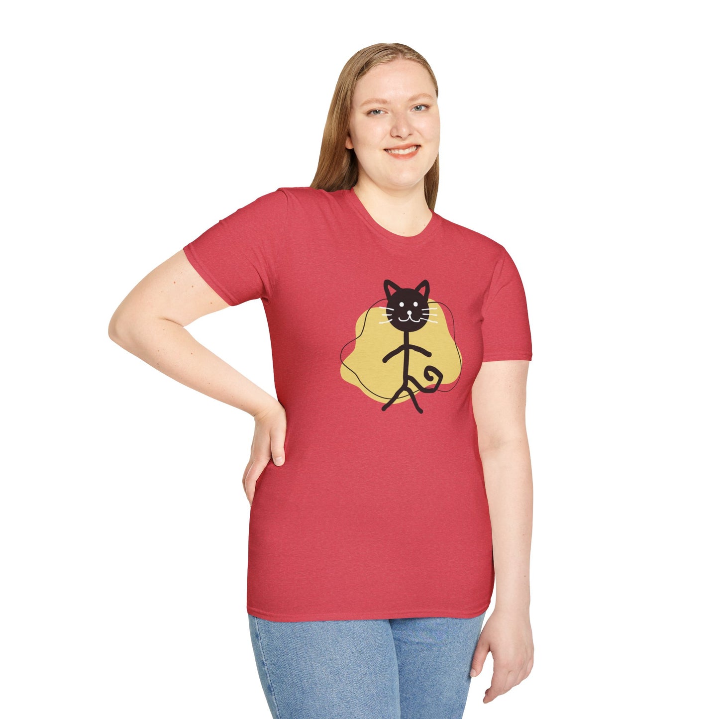 Playful Cat Graphic T-Shirt – Unisex Softstyle Tee for Cat Lovers