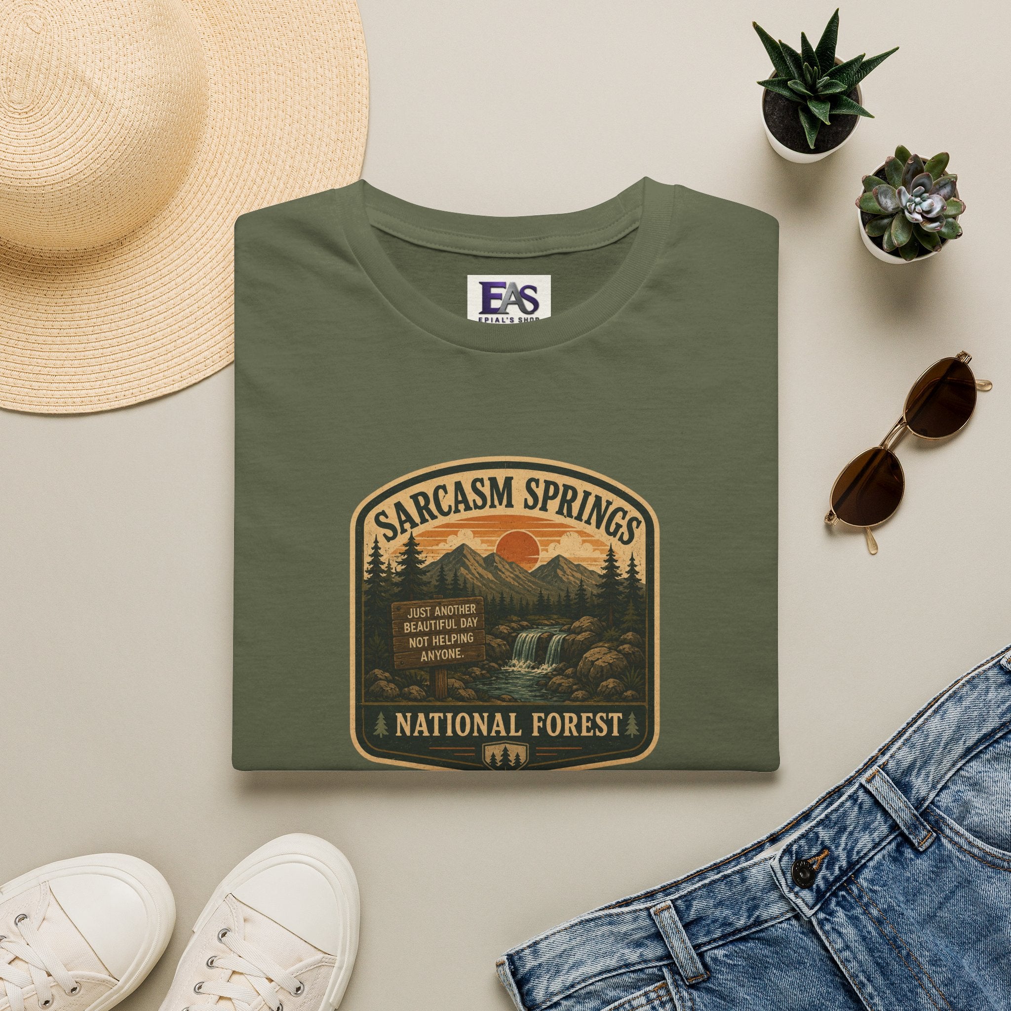 Sarcasm Springs National Forest Unisex T-Shirt | Funny Retro Outdoors Graphic Tee