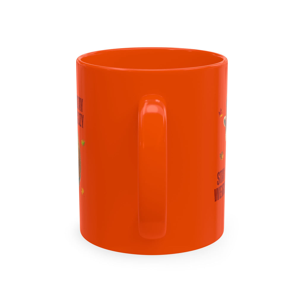 Jimothy “Stay Cozy, Stay Weird” Fall Raccoon Mug, 11 oz