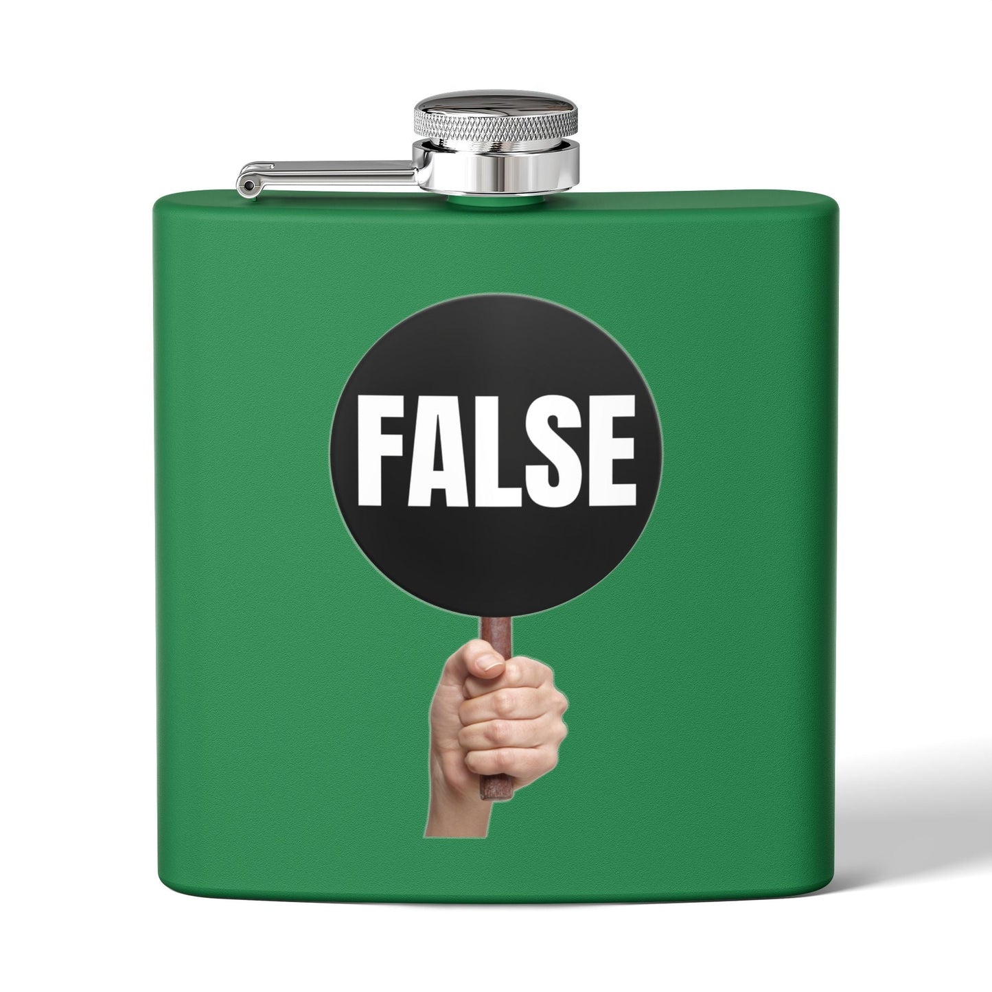 Funny Stainless Steel Flask - 6oz False Sign Design Printify