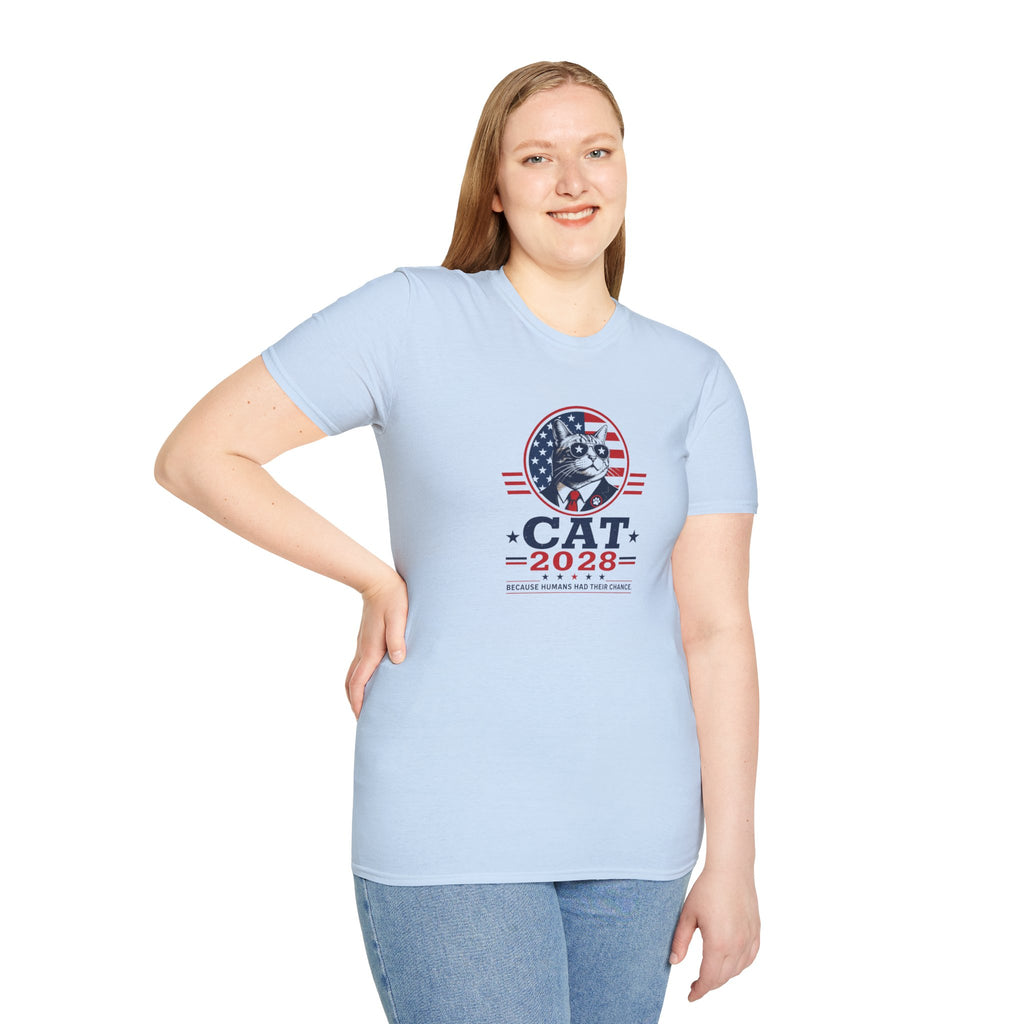 CAT 2028 T-Shirt | Because Humans Had Their Chance Funny Cat Campaign Tee
