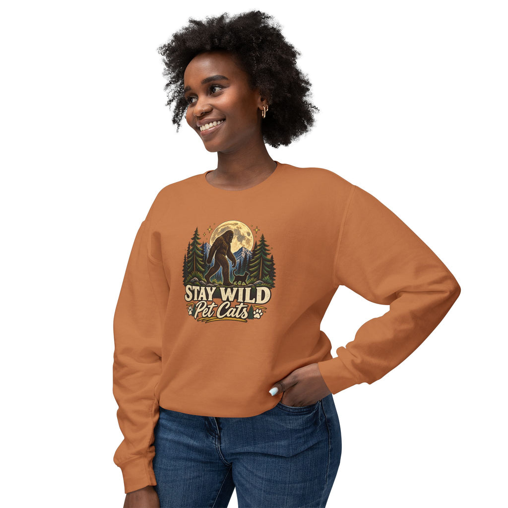 Stay Wild Pet Cats Sasquatch Crewneck Sweatshirt