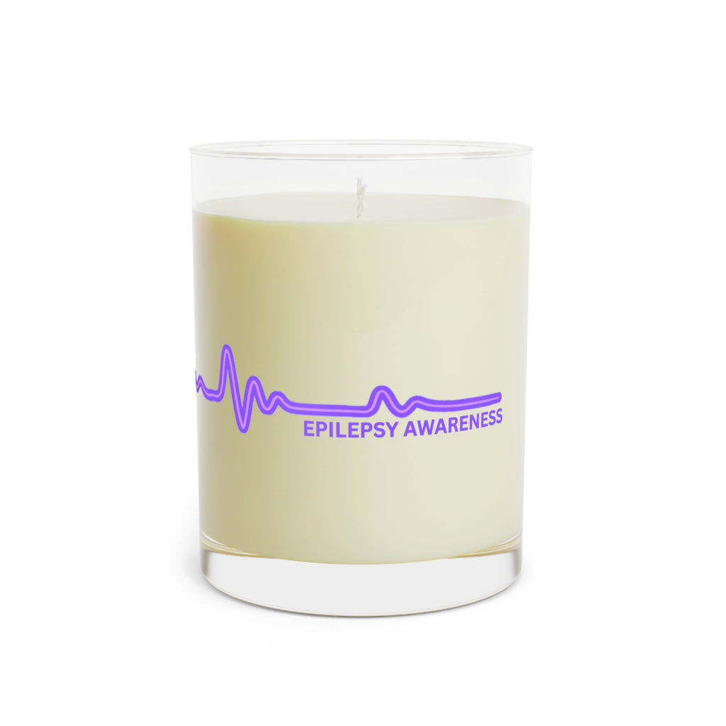 Epilepsy Awareness EEG Wave Soy Candle – Purple Ribbon Support Gift