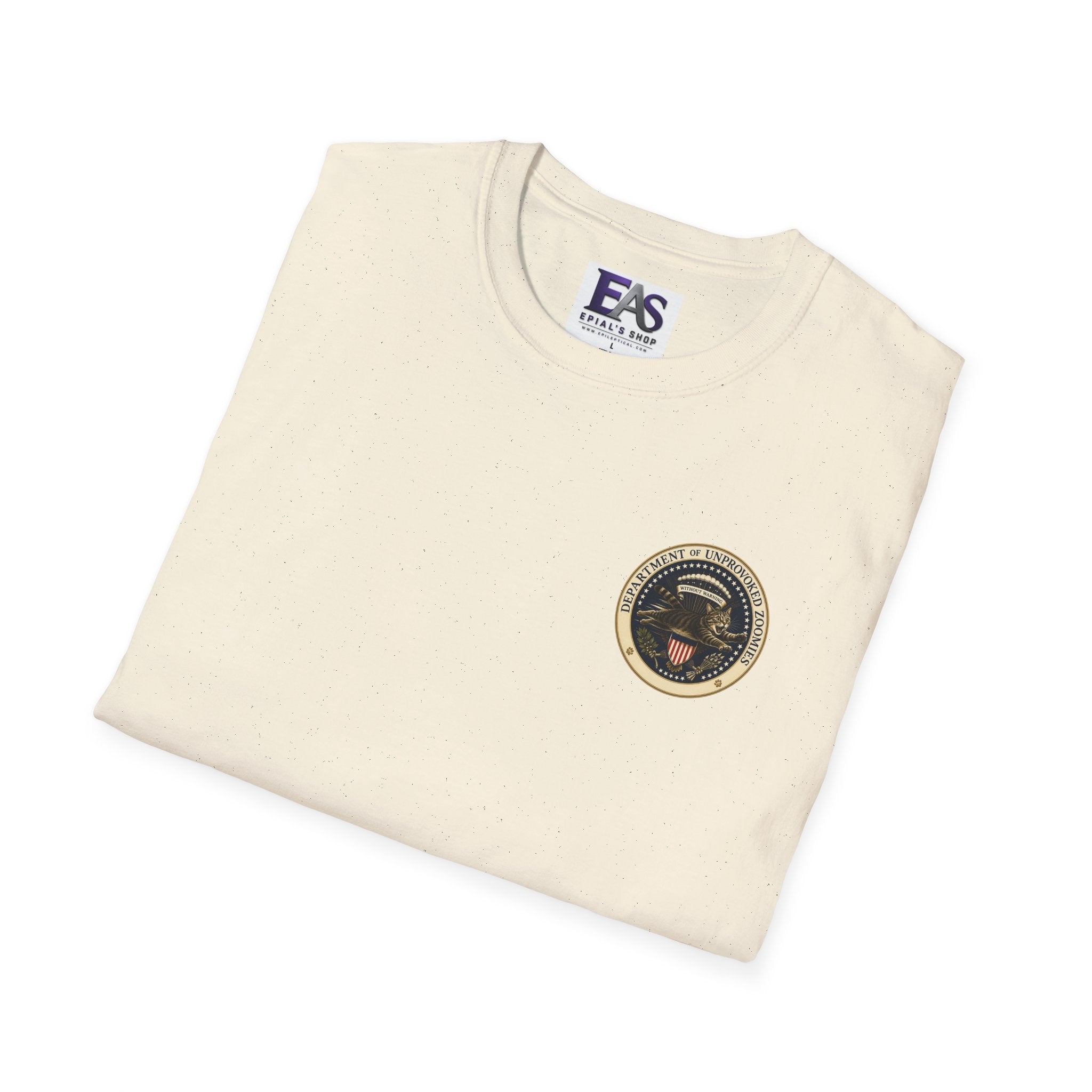 Department of Unprovoked Zoomies Cat T-Shirt | Faux Government Seal Tee