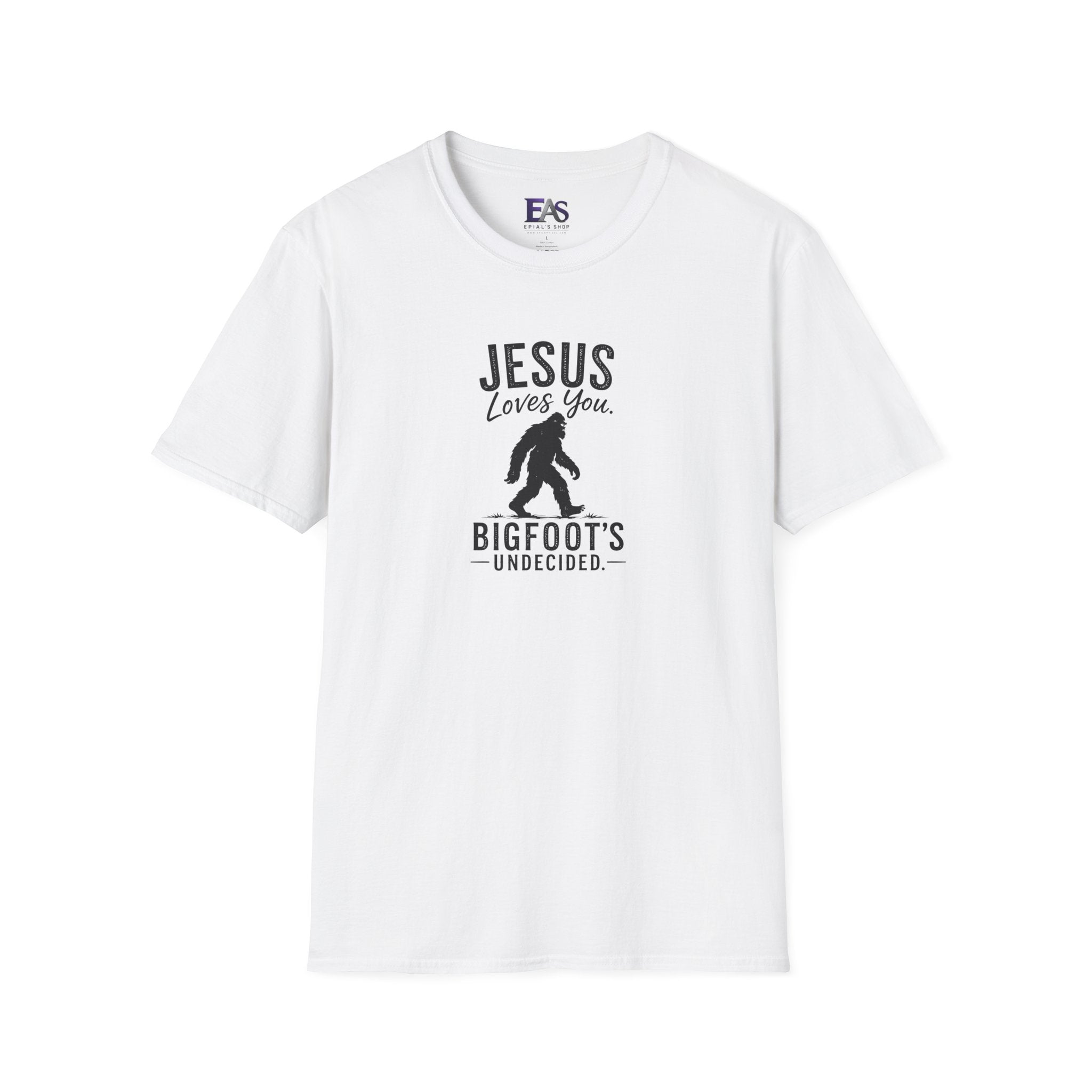 Jesus Loves You, Bigfoot’s Undecided T-Shirt | Funny Christian Sasquatch Tee