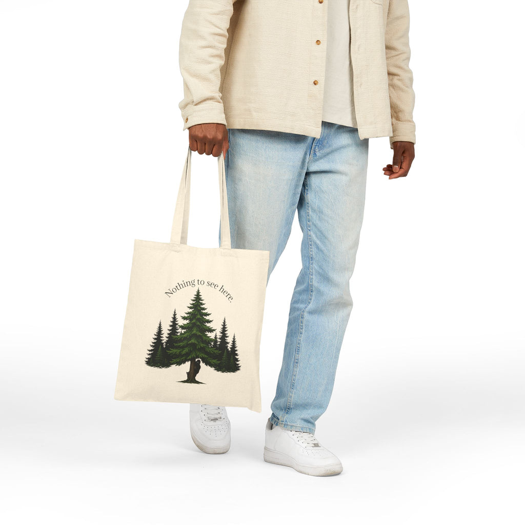 Nothing to See Here Bigfoot & Cat Canvas Tote Bag