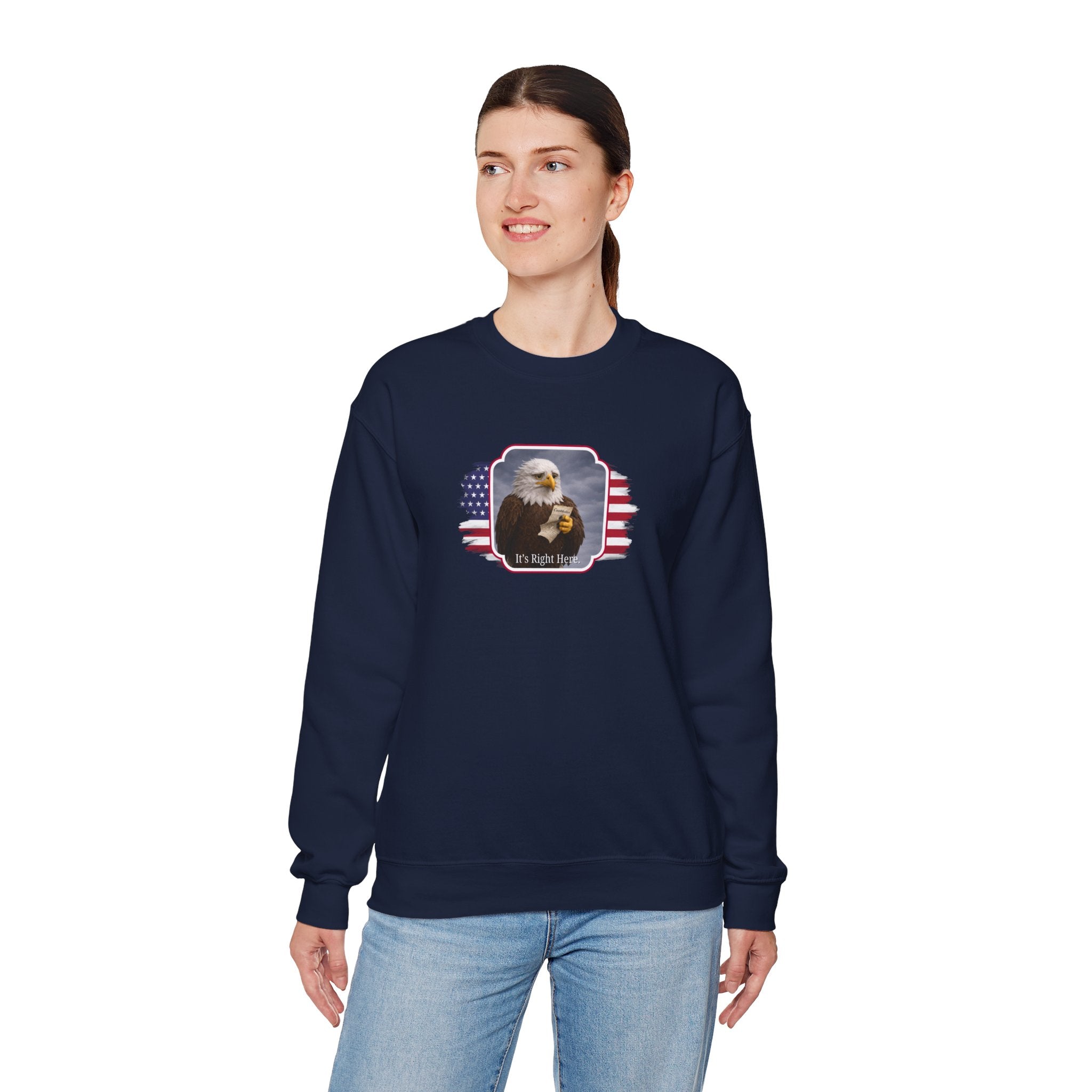 “It’s Right Here” Political Parody Crewneck Sweatshirt