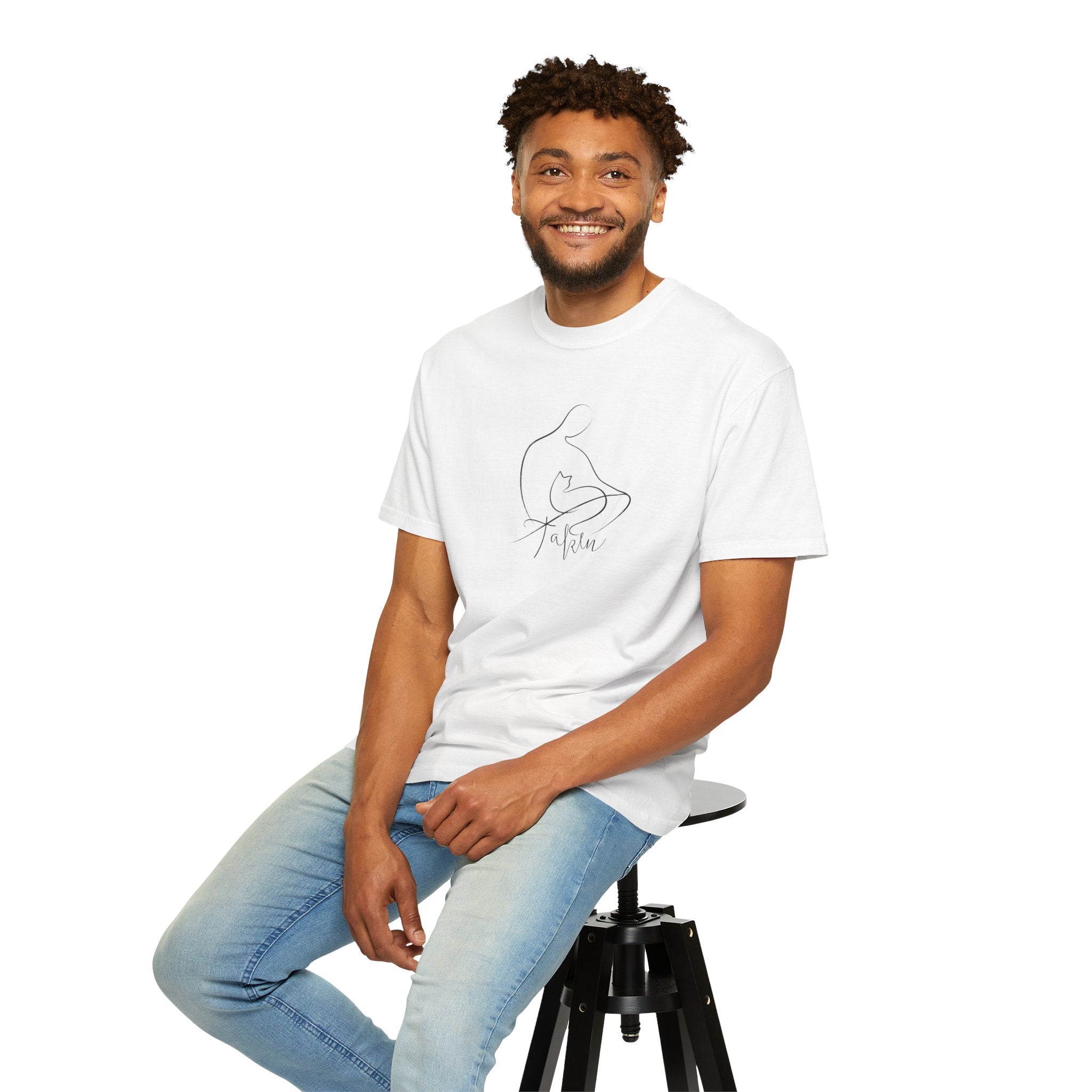 Taken | Abstract Person & Cat Line Art T-Shirt