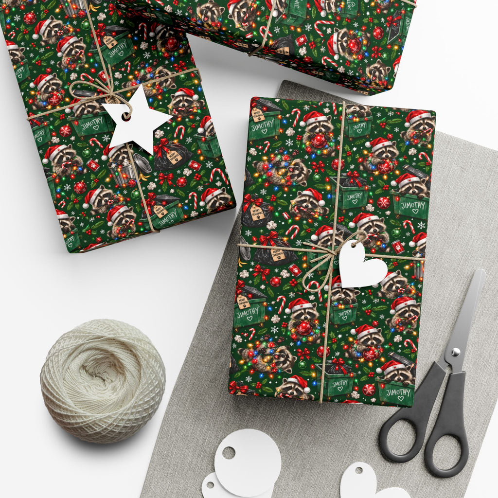 Jimothy’s Merry Trashmas Raccoon Christmas Wrapping Paper