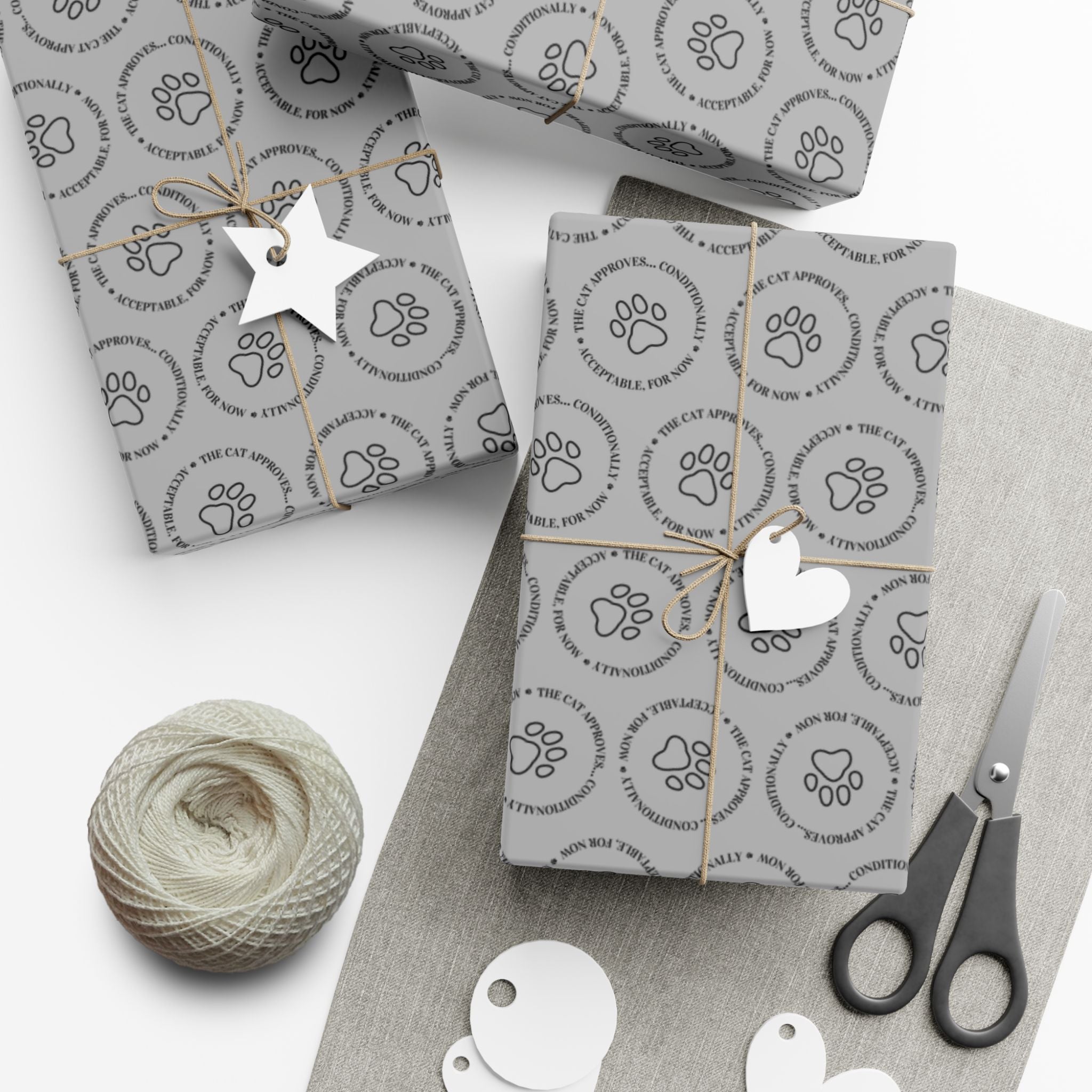The Cat Approves Gift Wrap Paper (Cat-Themed Humor)