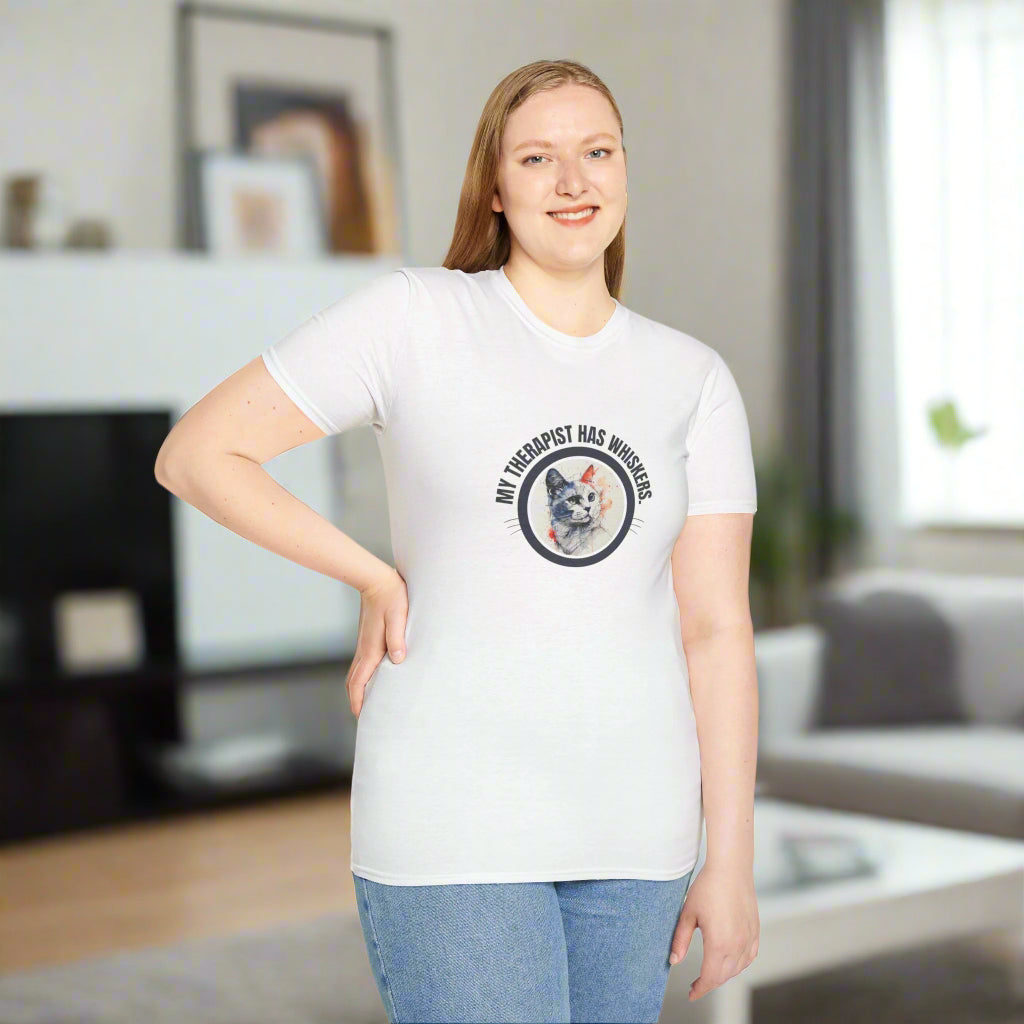 Whimsical Cat Therapy T-Shirt | Cute Pet Lover Tee