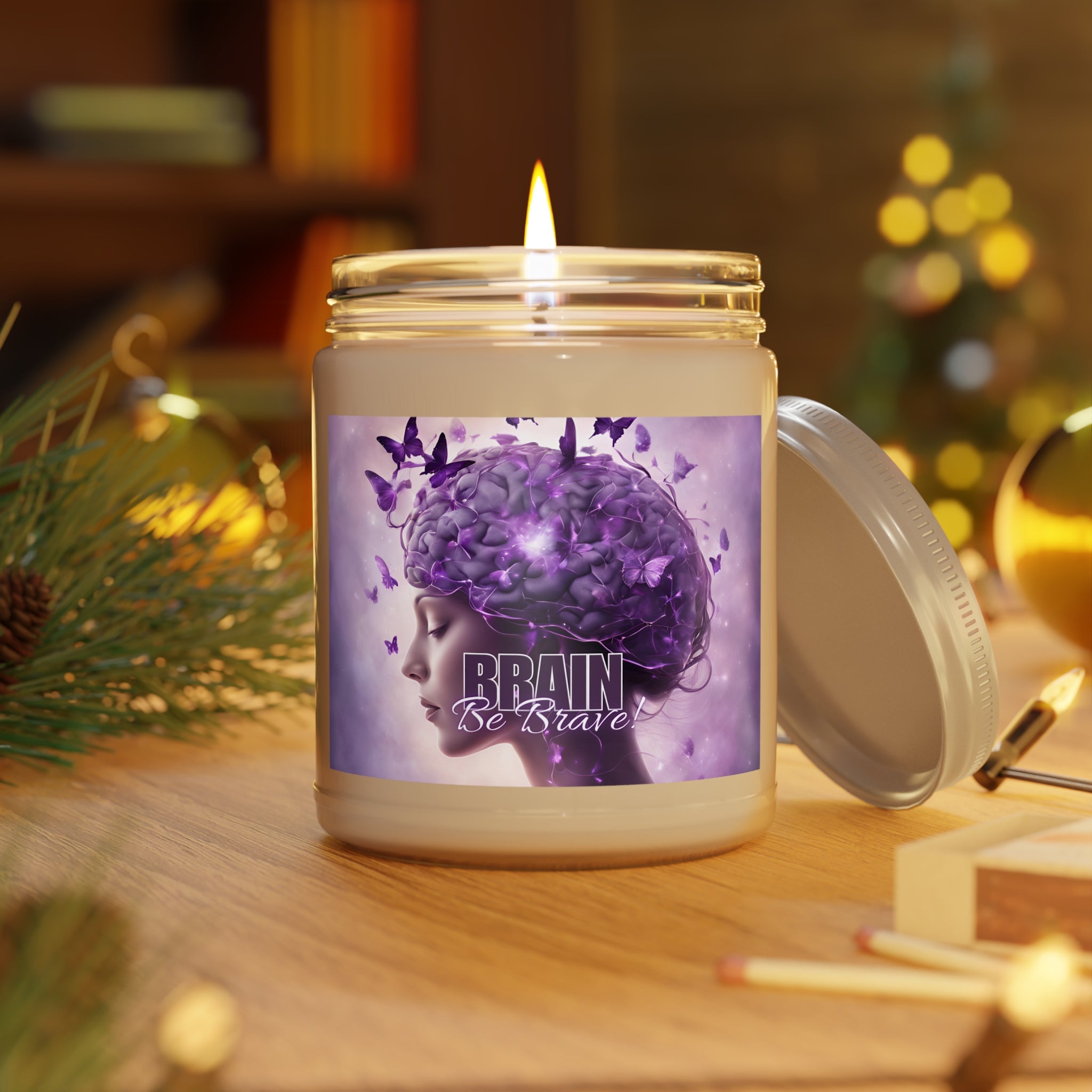 Photo depicting the ​Purple Brain Be Brave Scented Candles, 9oz from EpiAl's Shop.