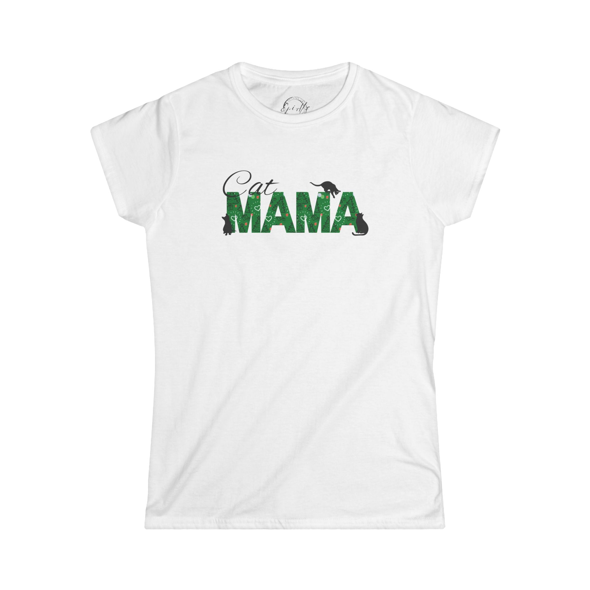 Photo depicting the ​Christmas Cat Mama Women's Softstyle Tee from EpiAl's Shop.