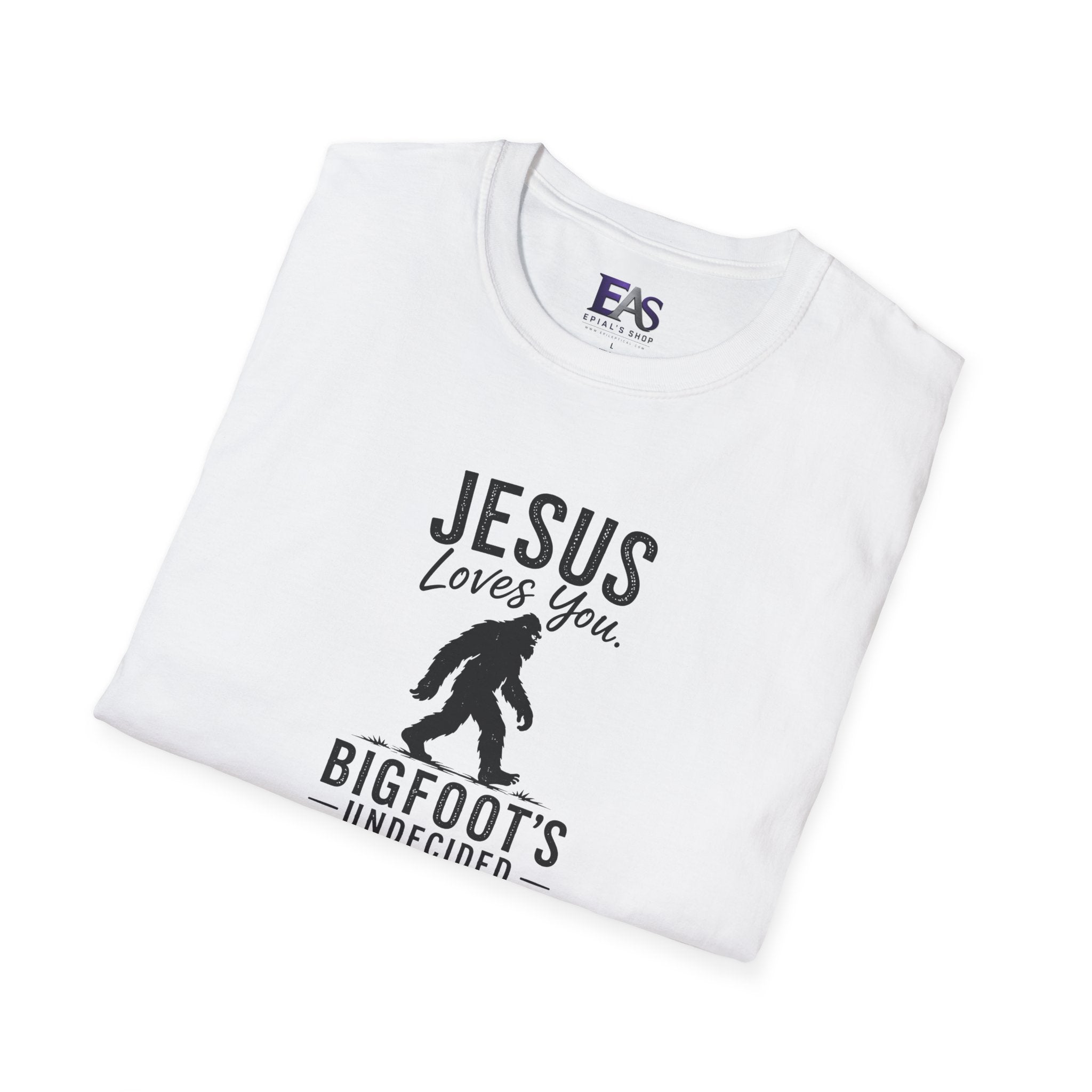 Jesus Loves You, Bigfoot’s Undecided T-Shirt | Funny Christian Sasquatch Tee