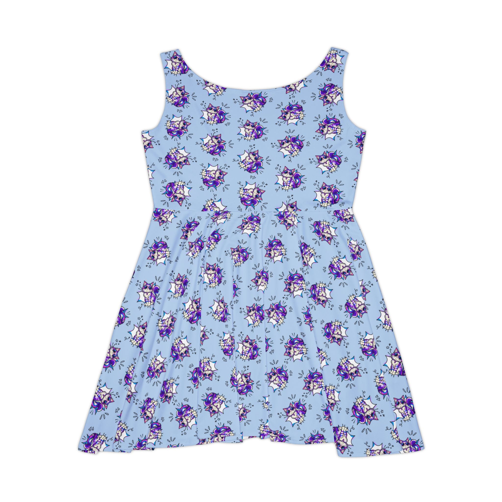 Retro Comic Cat Skater Dress
