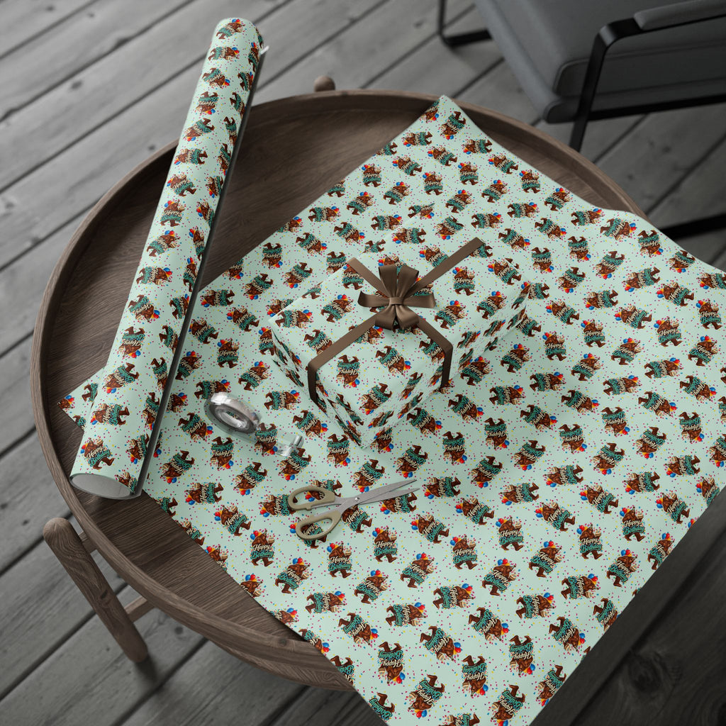 Happy Birthday Bigfoot Wrapping Paper | Sasquatch Birthday Gift Wrap