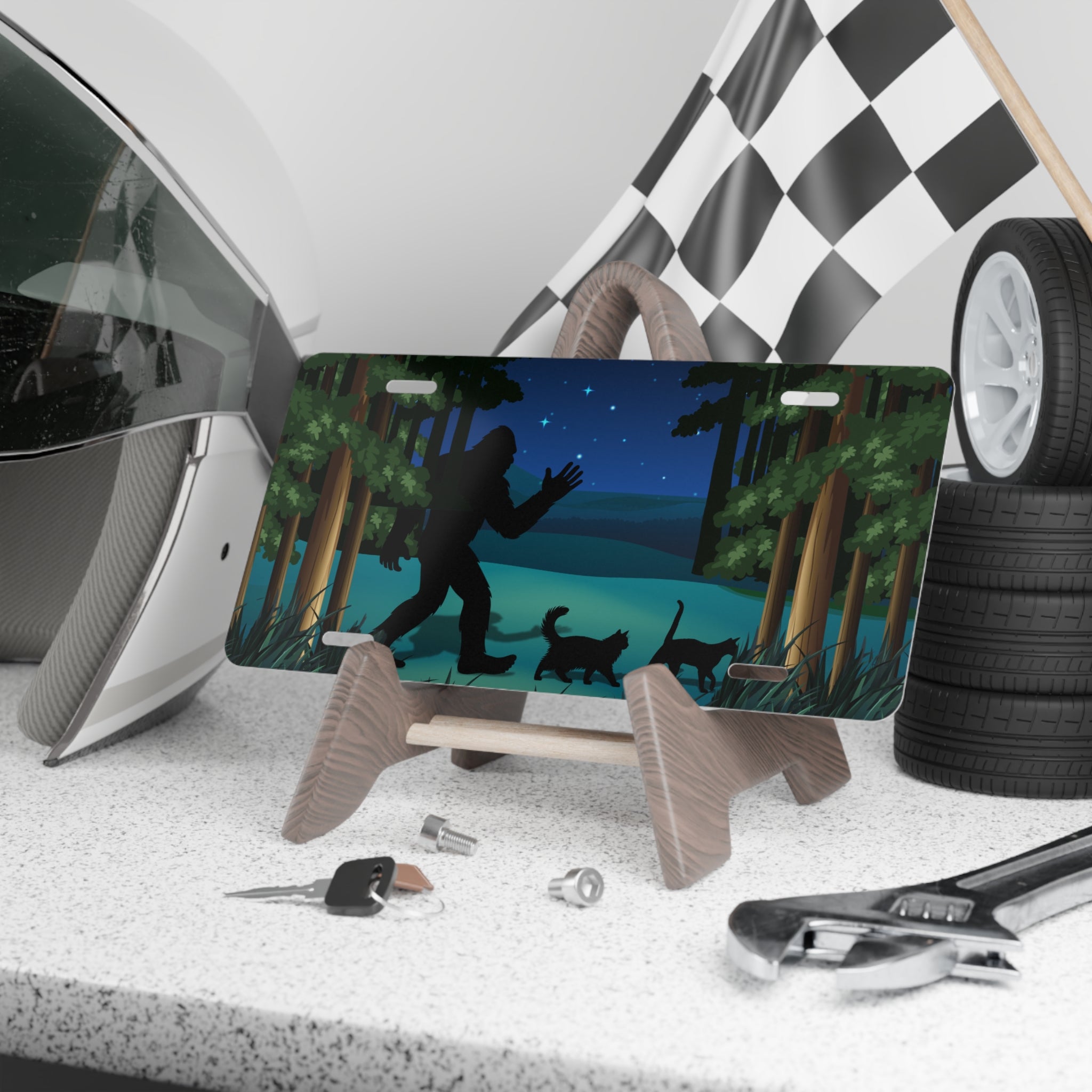 Catsquatch Vanity Plate – Cryptid Meets Cat Humor Front License Plate