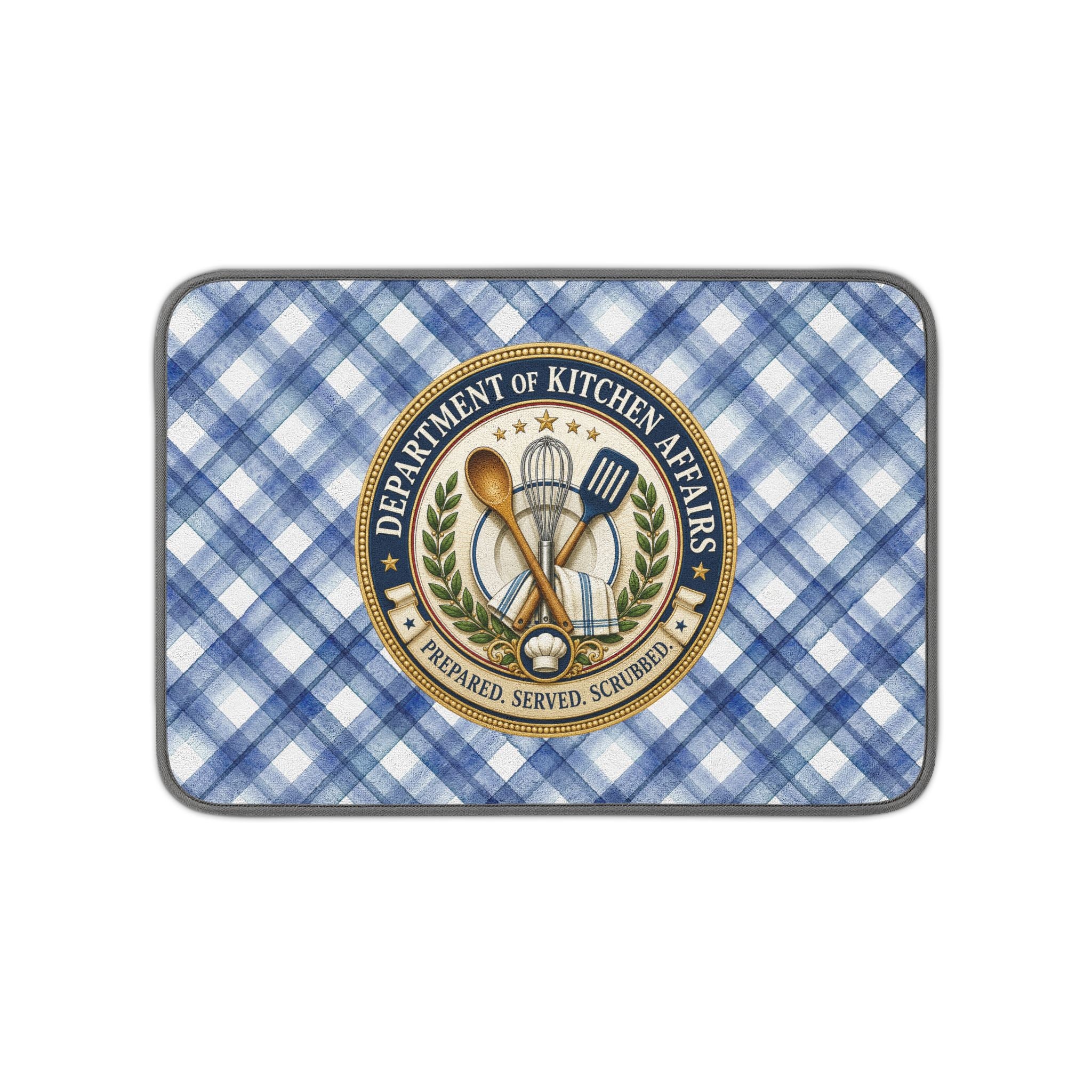 Department of Kitchen Affairs Dish Drying Mat – Blue Plaid Kitchen Counter Mat
