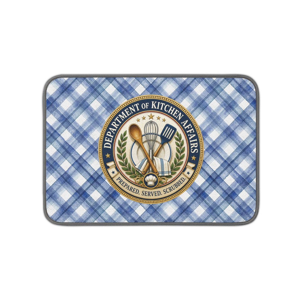 Department of Kitchen Affairs Dish Drying Mat – Blue Plaid Kitchen Counter Mat