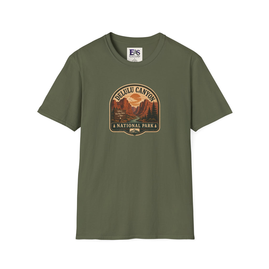 Delulu Canyon National Park Unisex T-Shirt | Funny Retro National Park Parody Tee