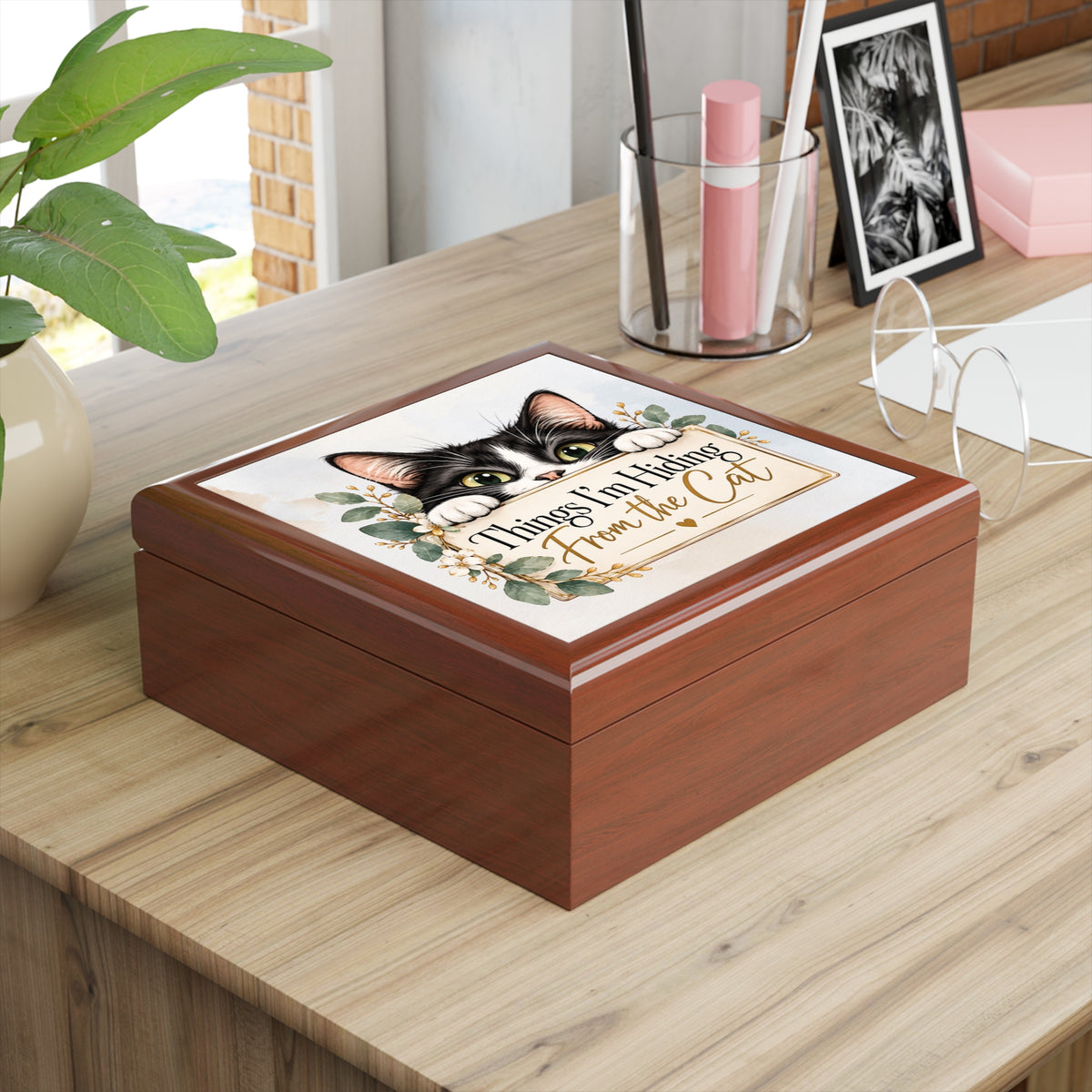 Things I’m Hiding From the Cat Keepsake Box | Funny Cat Lover Storage Box