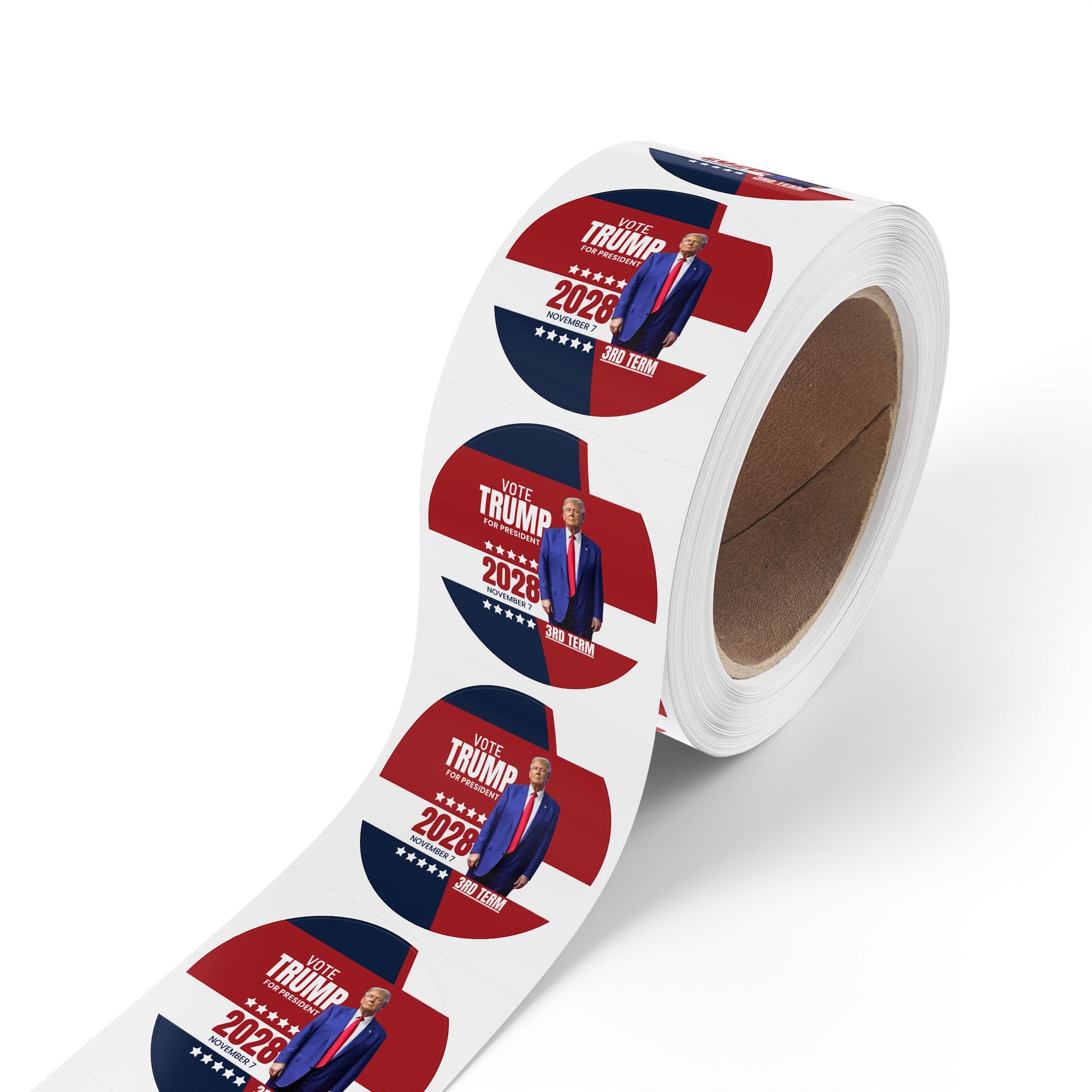 Vote Trump 2028 Round Sticker Rolls - Bold Political Campaign Labels