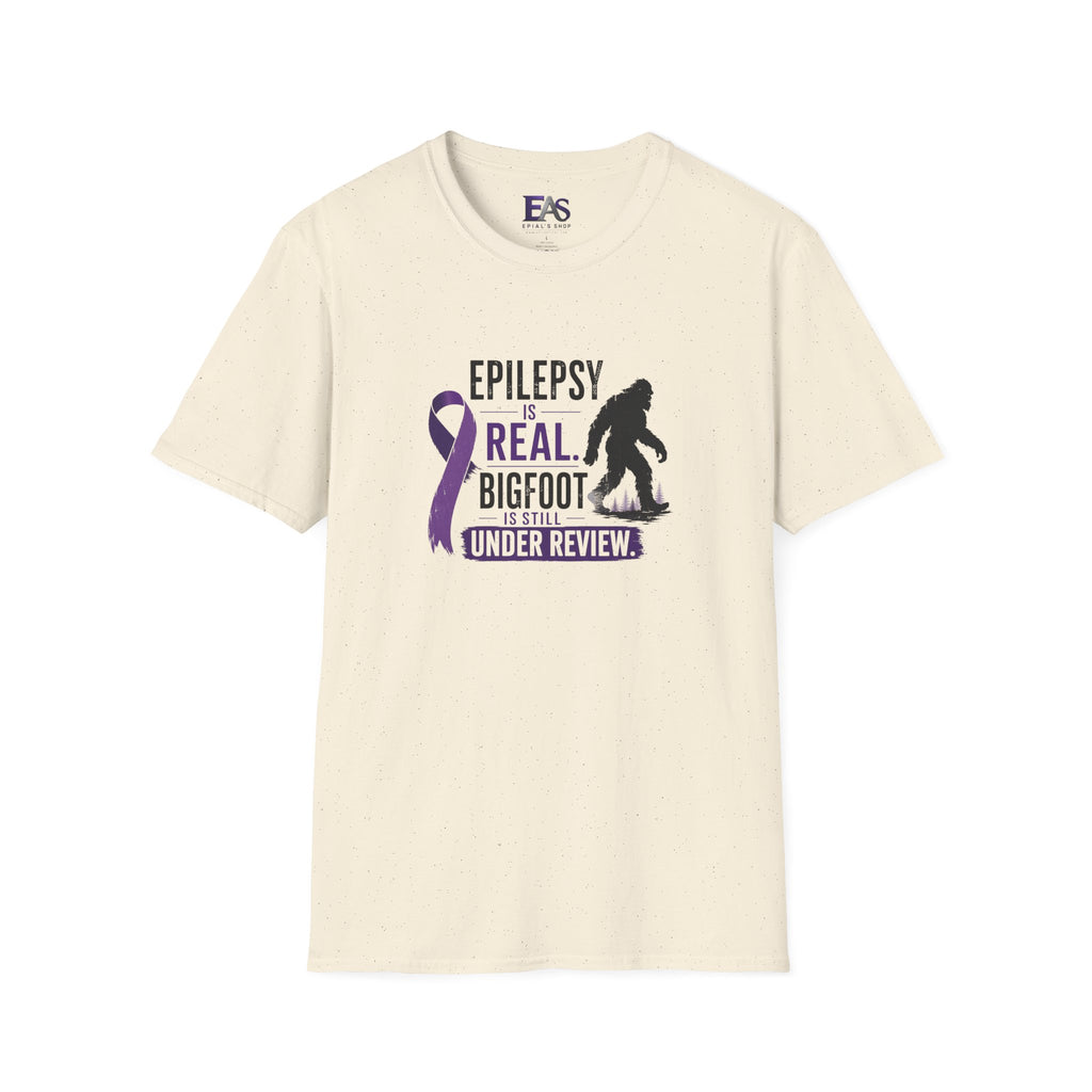 Epilepsy Awareness T-Shirt — "Epilepsy is Real" Purple Ribbon Bigfoot Design