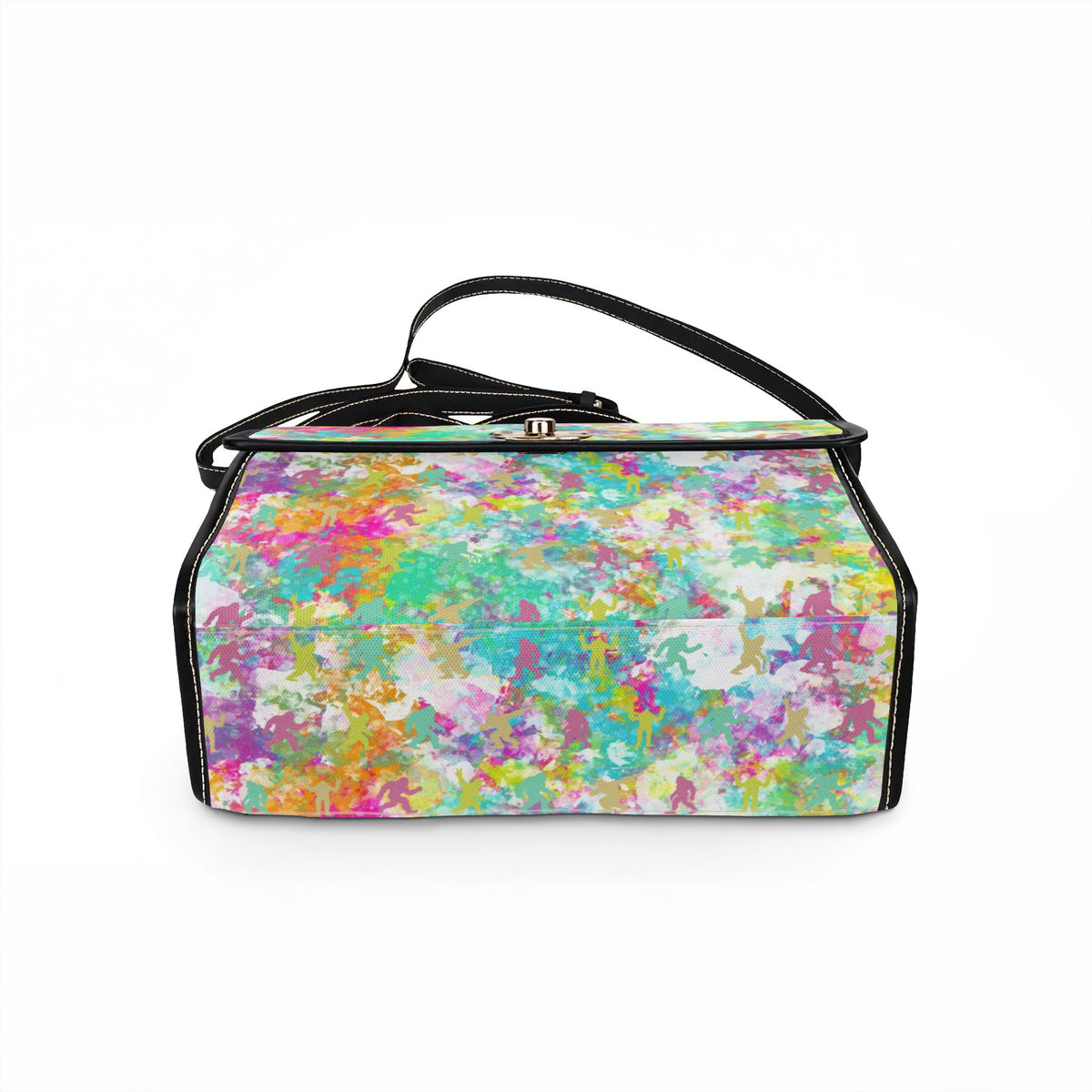 Hidden Bigfoot Tie-Dye Satchel Handbag | Colorful Sasquatch Crossbody Purse