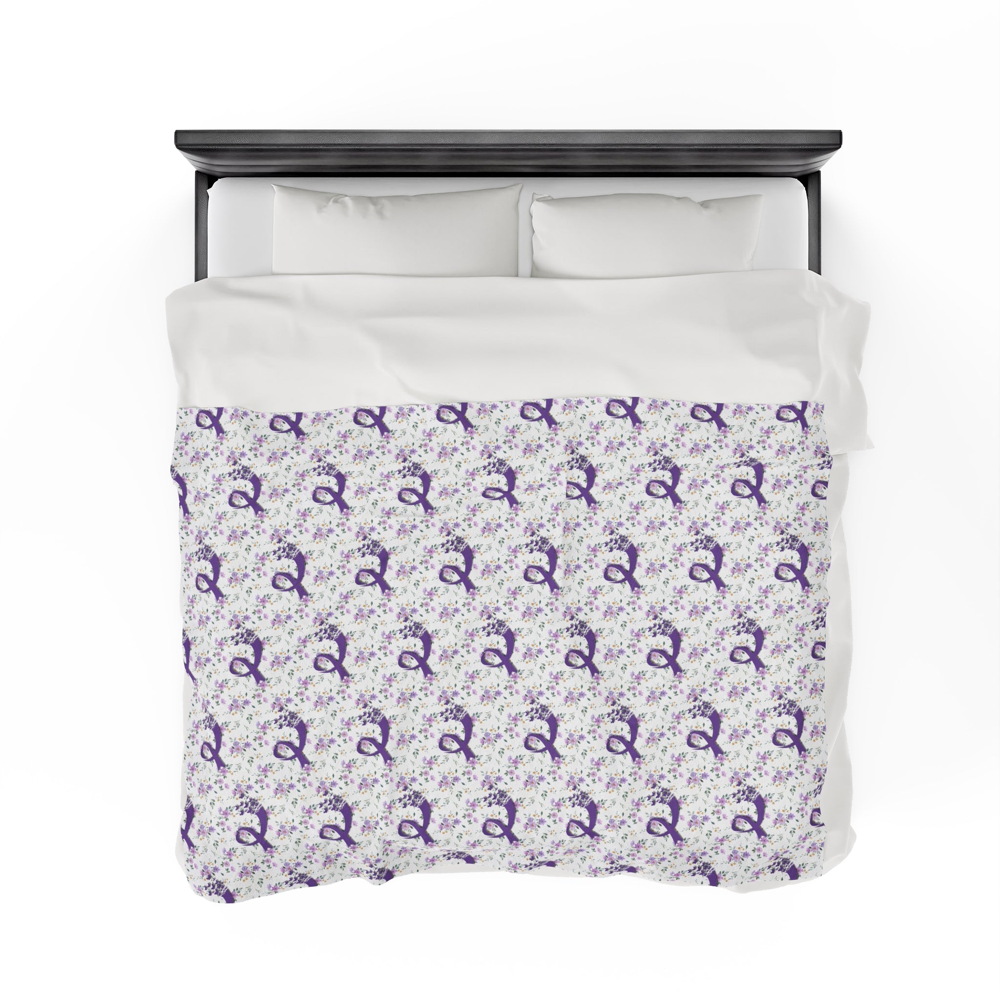 Purple Flowers Epilepsy Awareness Velveteen Plush Blanket - EpiAl's Shop
