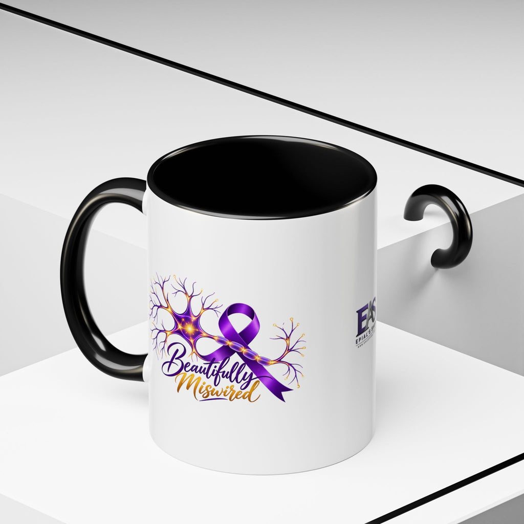 Beautifully Miswired Epilepsy Awareness Ceramic Mug | Purple Ribbon & Neuron Design (11/15oz)