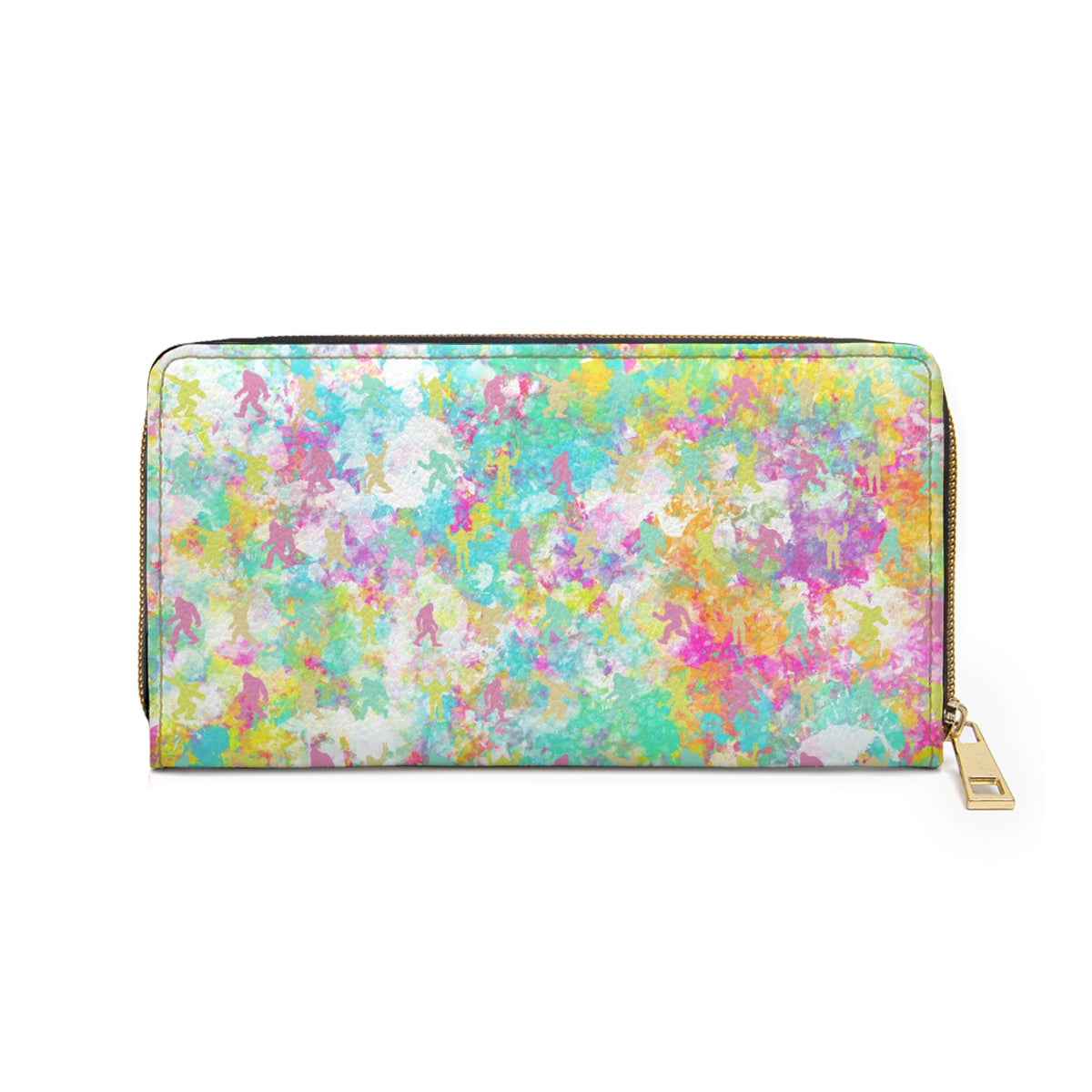 Hidden Bigfoot Watercolor Zip-Around Wallet | Colorful Sasquatch Print