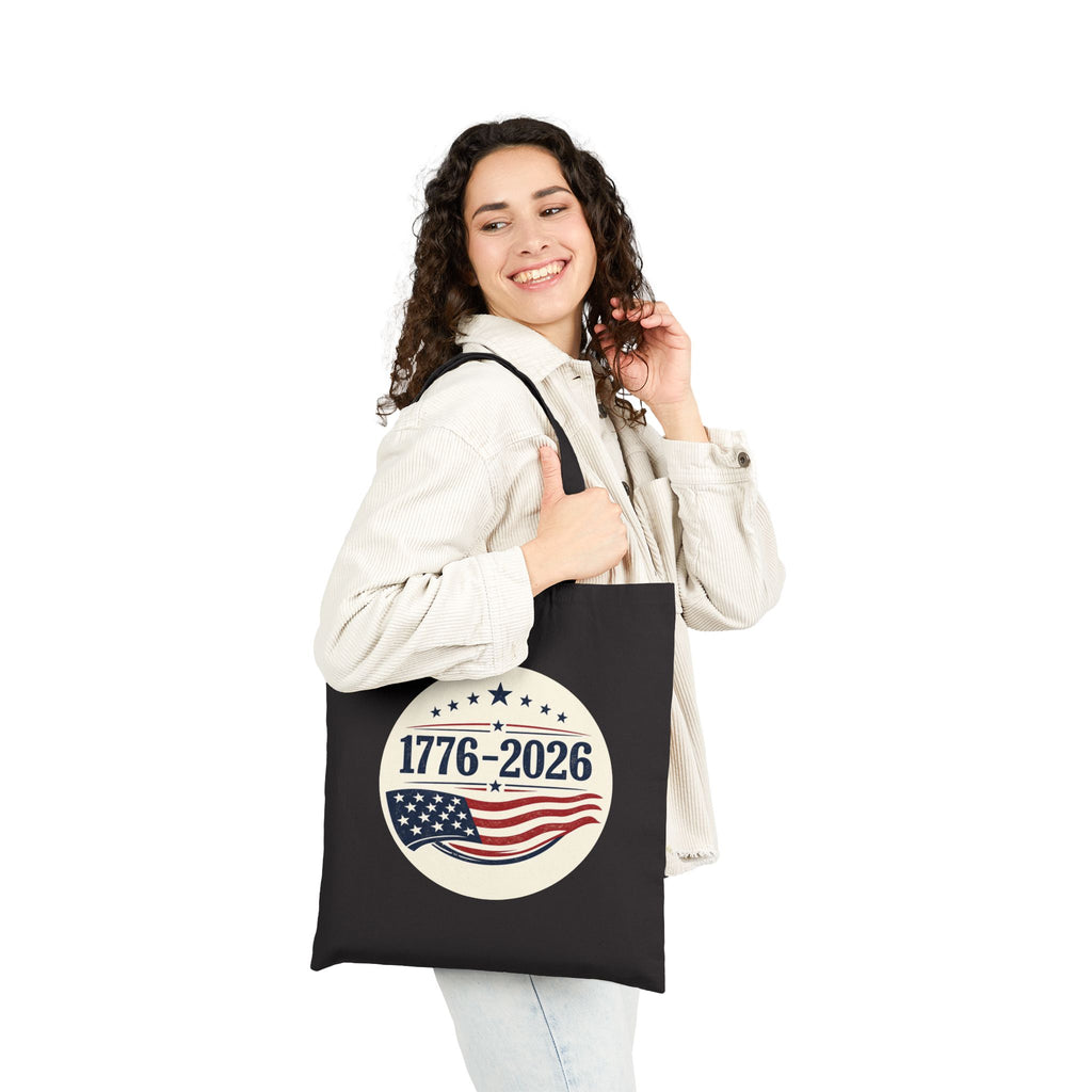 1776–2026 Patriotic Canvas Tote Bag | Vintage Americana USA Carryall