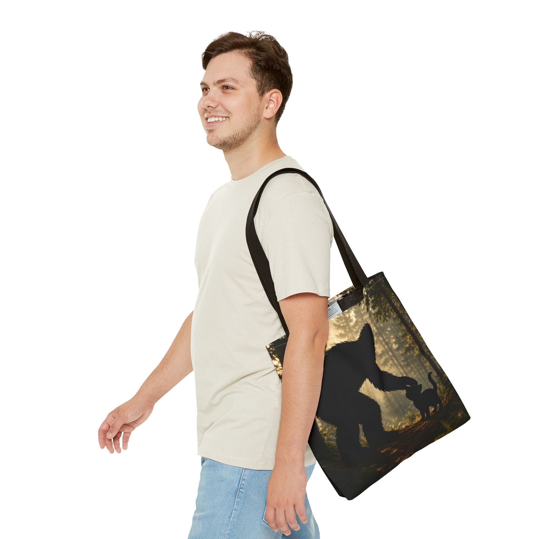 The Cat Saw It, Too Bigfoot & Cat Tote Bag
