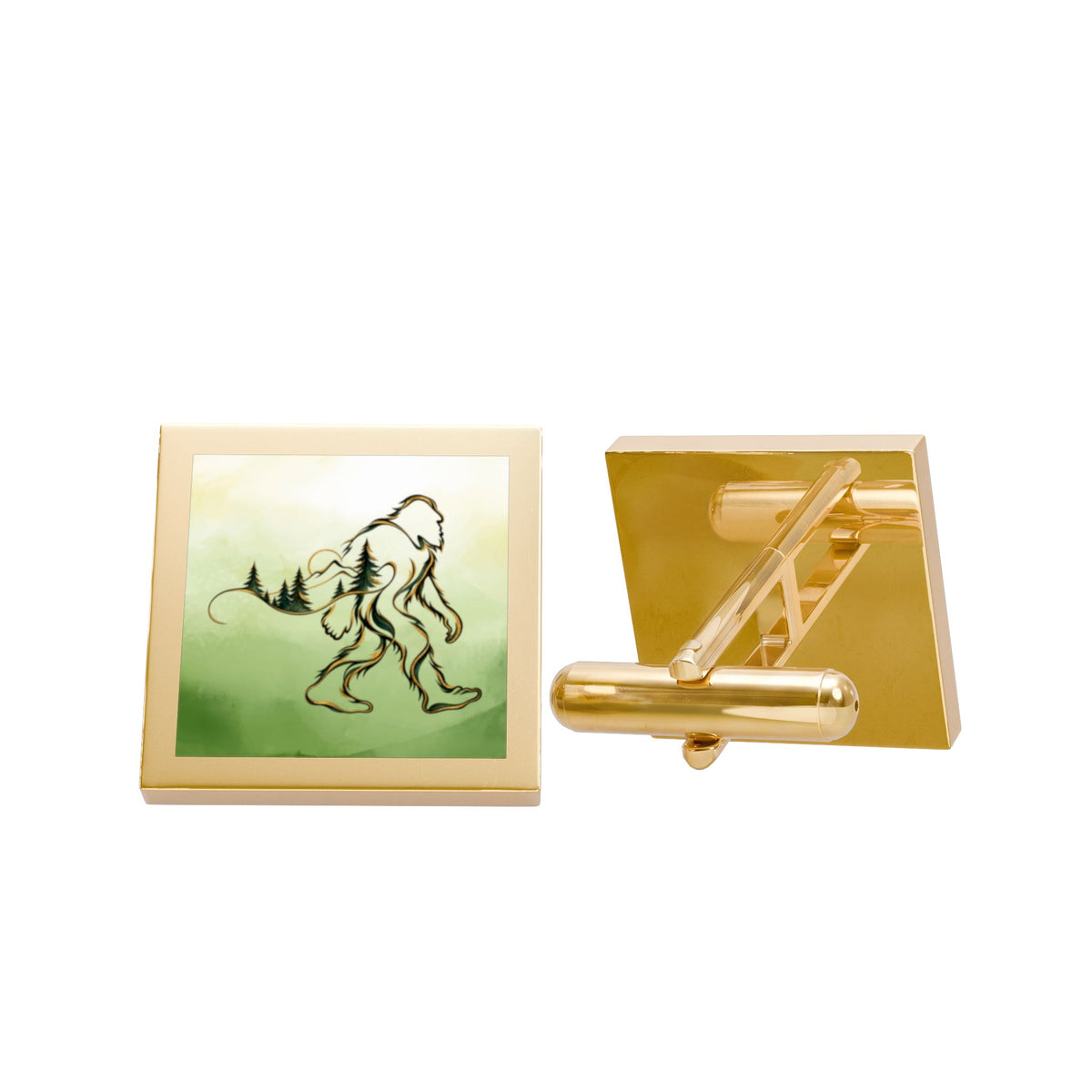 Bigfoot Forest Cufflinks – Artistic Sasquatch Woodland Design