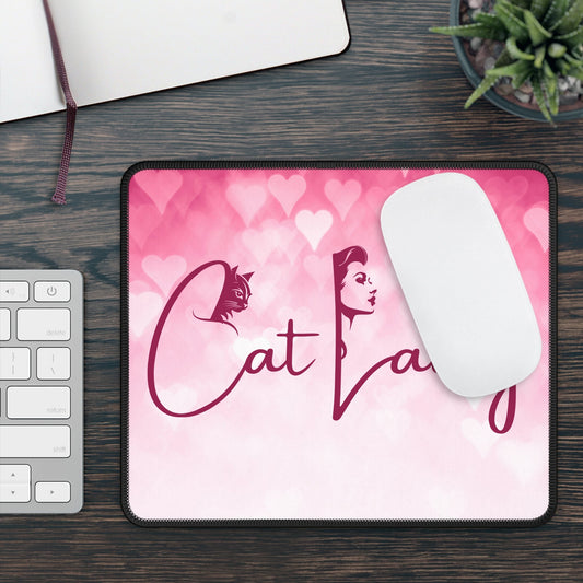 Cat Lady Hearts Gaming Mouse Pad - Perfect for Cat Lovers and Gamers Printify