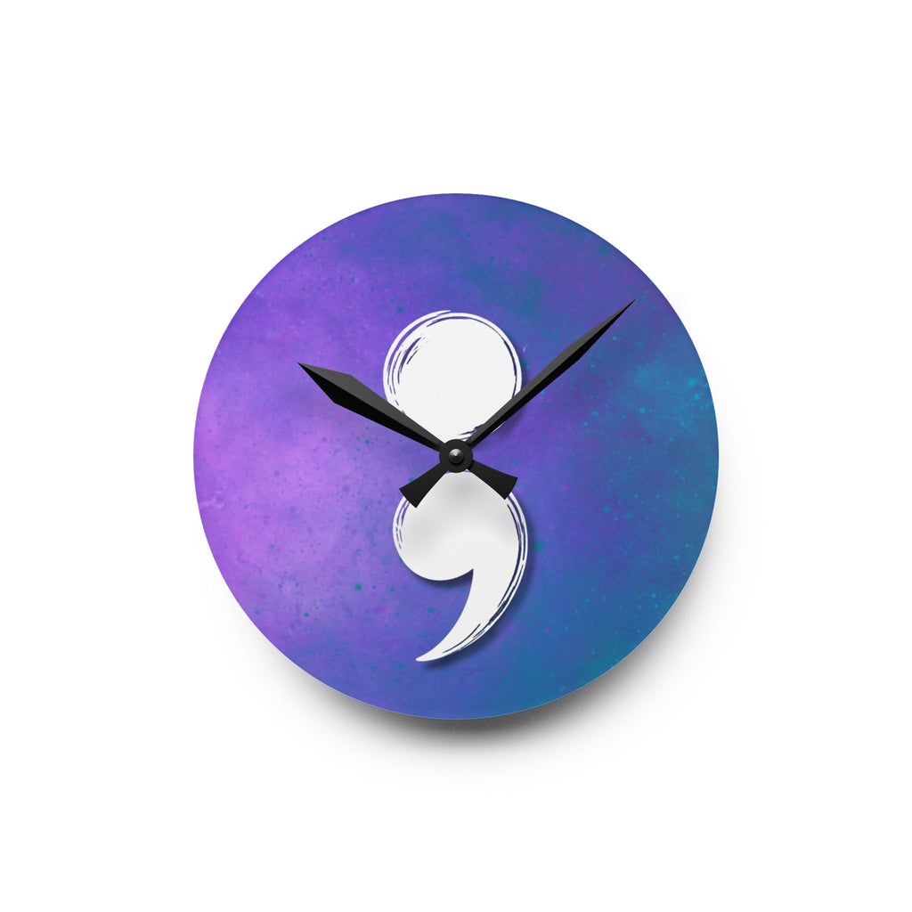 Semicolon Suicide Awareness Wall Clock | Resilience & Hope