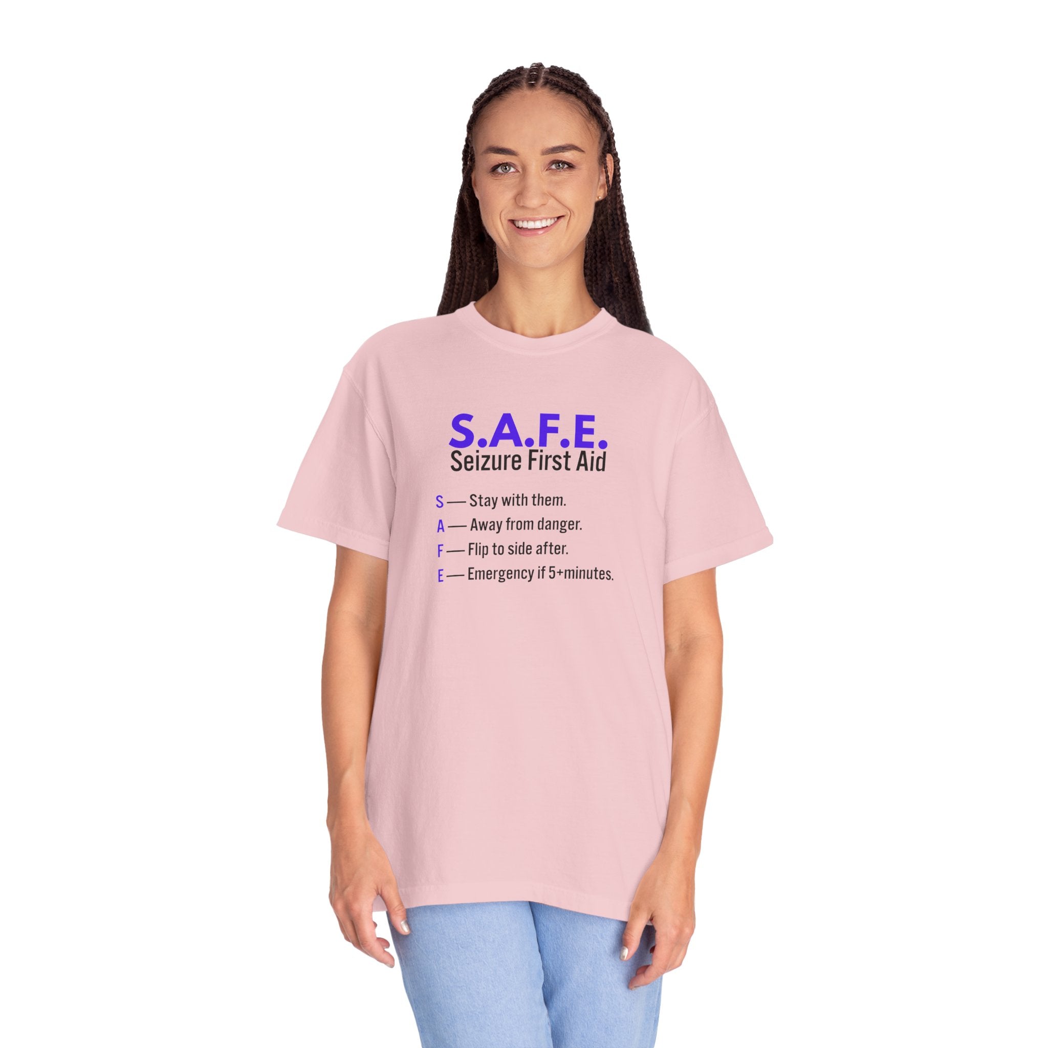 S.A.F.E. Seizure First Aid T-Shirt – Epilepsy Awareness Education Tee