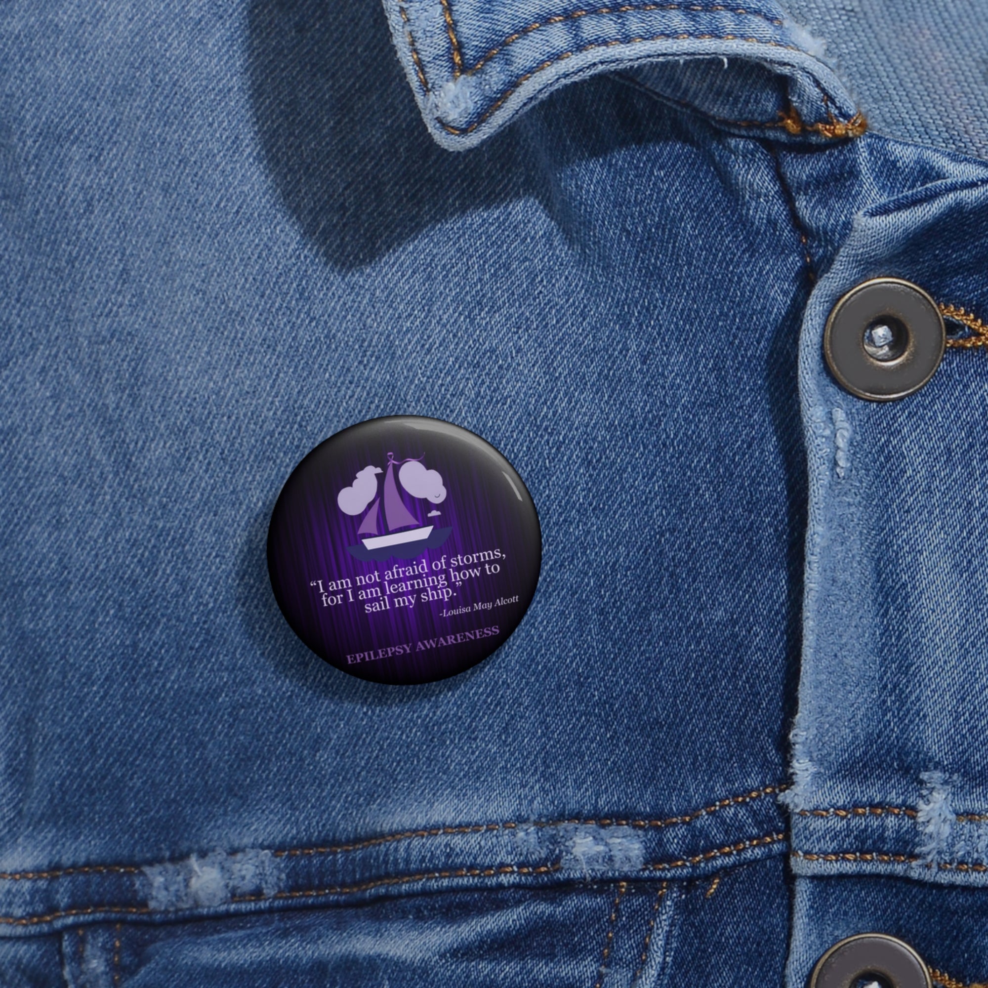 Inspirational Epilepsy Awareness Pin Button - Sail Ship Design