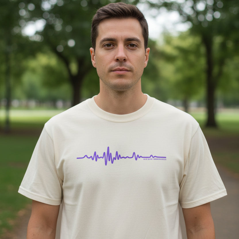 Minimalist Epilepsy Awareness EEG Wave Unisex T-Shirt – Purple Line Design