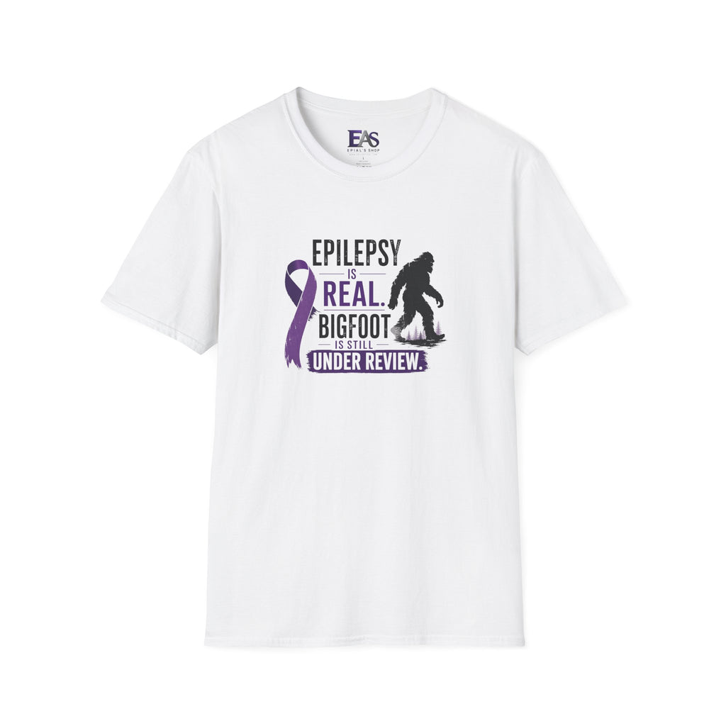Epilepsy Awareness T-Shirt — "Epilepsy is Real" Purple Ribbon Bigfoot Design