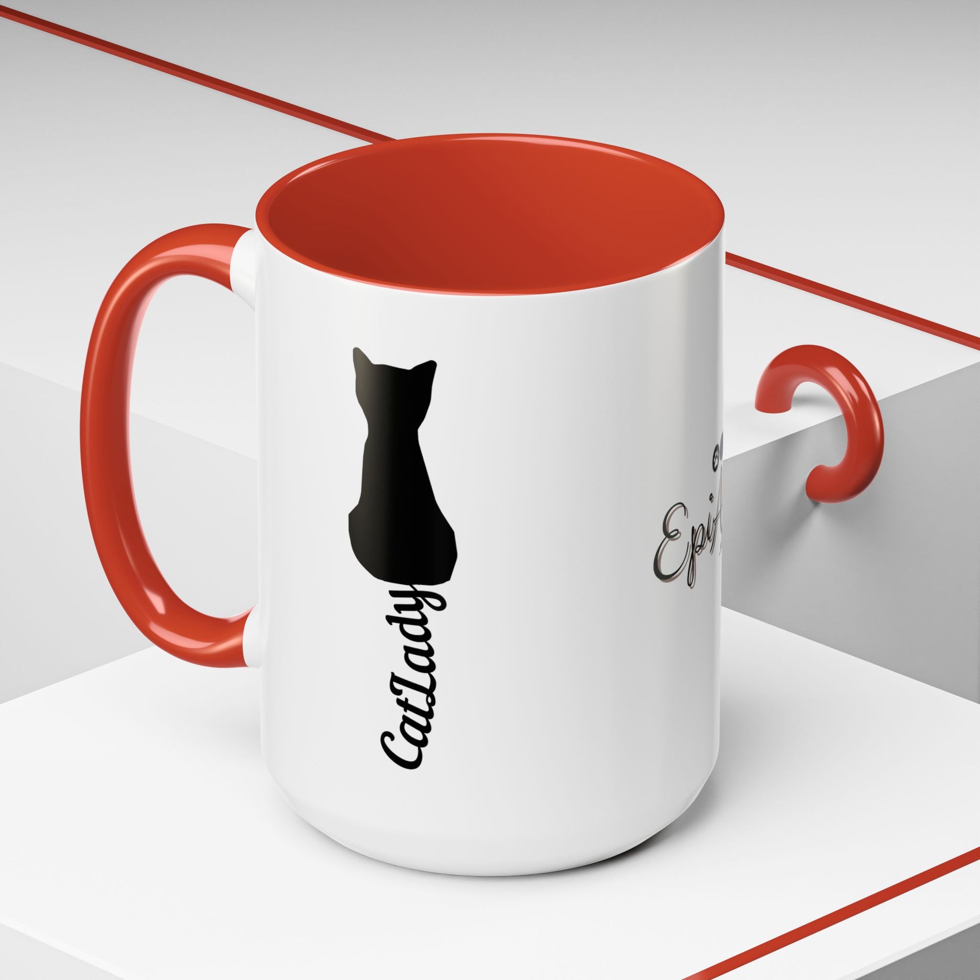 Cursive Tail Cat Lady Coffee Mug, Gift for Cat Lovers