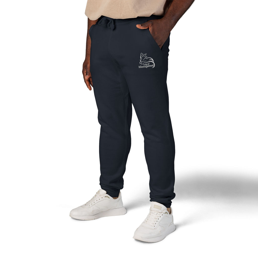 Lap of Management Embroidered Cat Fleece Joggers