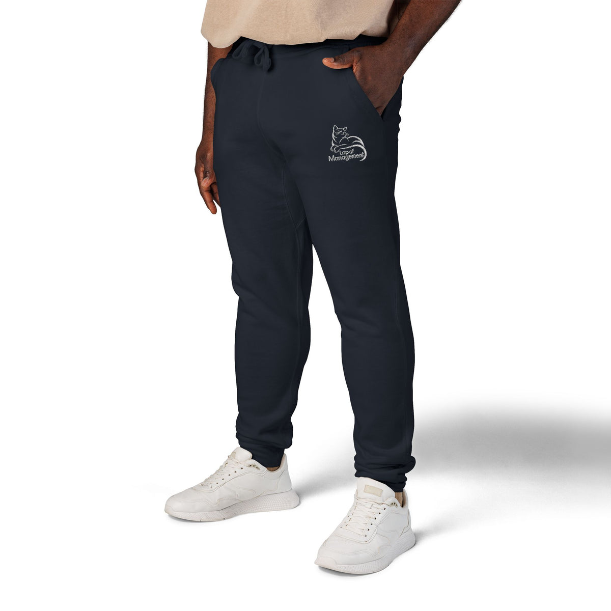 Lap of Management Embroidered Cat Fleece Joggers