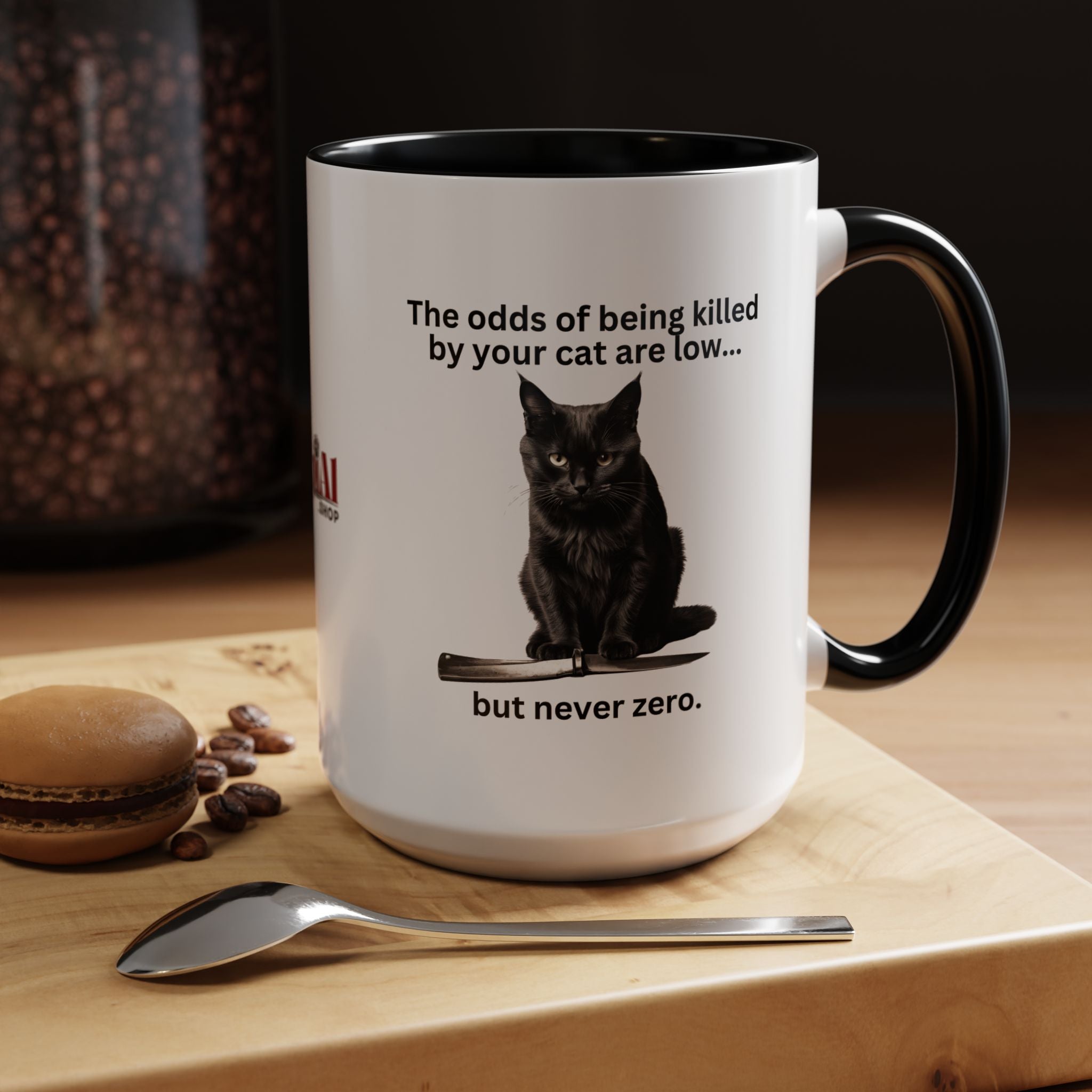 Photo depicting the ​Killer Cat Odds Accent Coffee Mug (11, 15oz) from EpiAl's Shop.