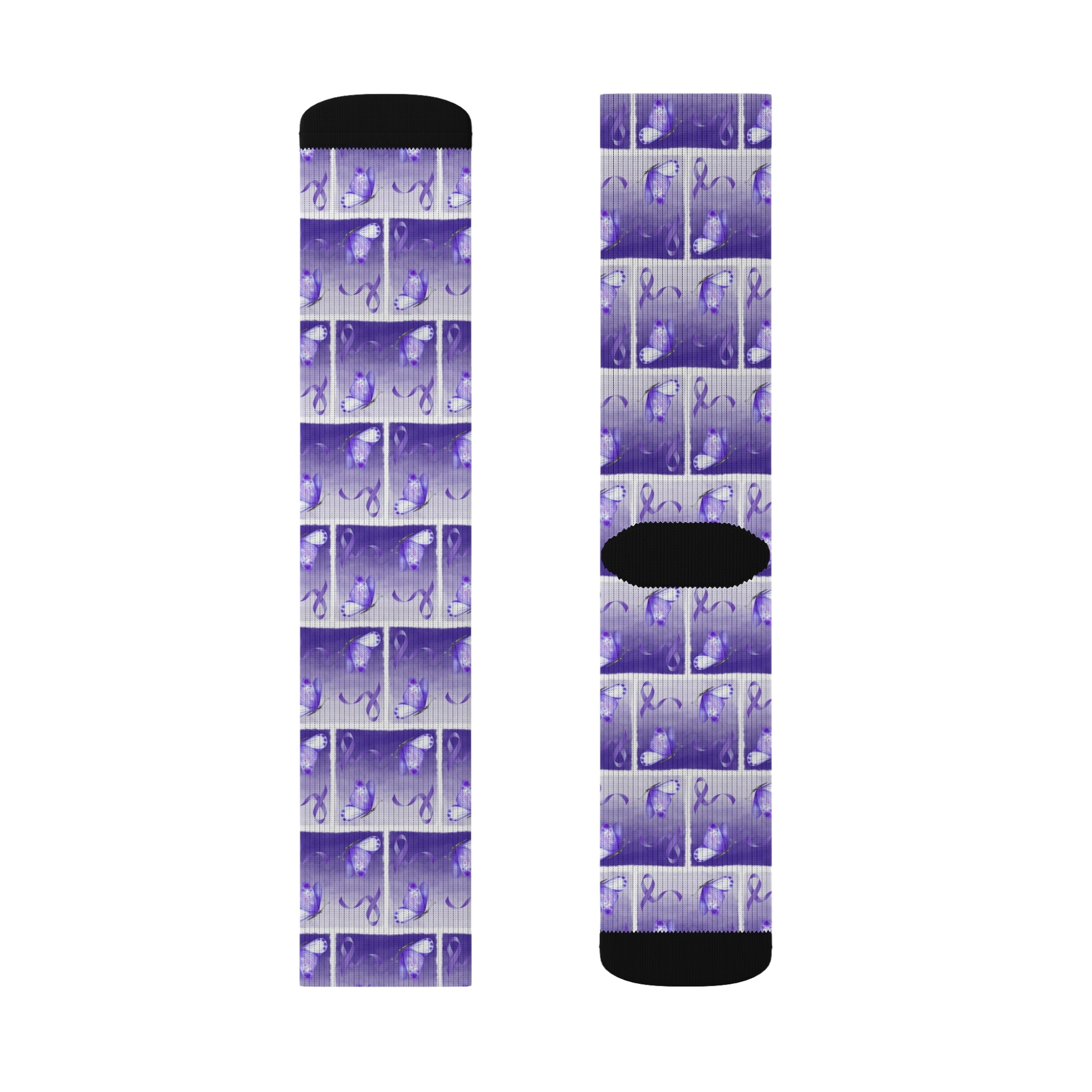 Purple Ribbon Butterfly Epilepsy Awareness Socks