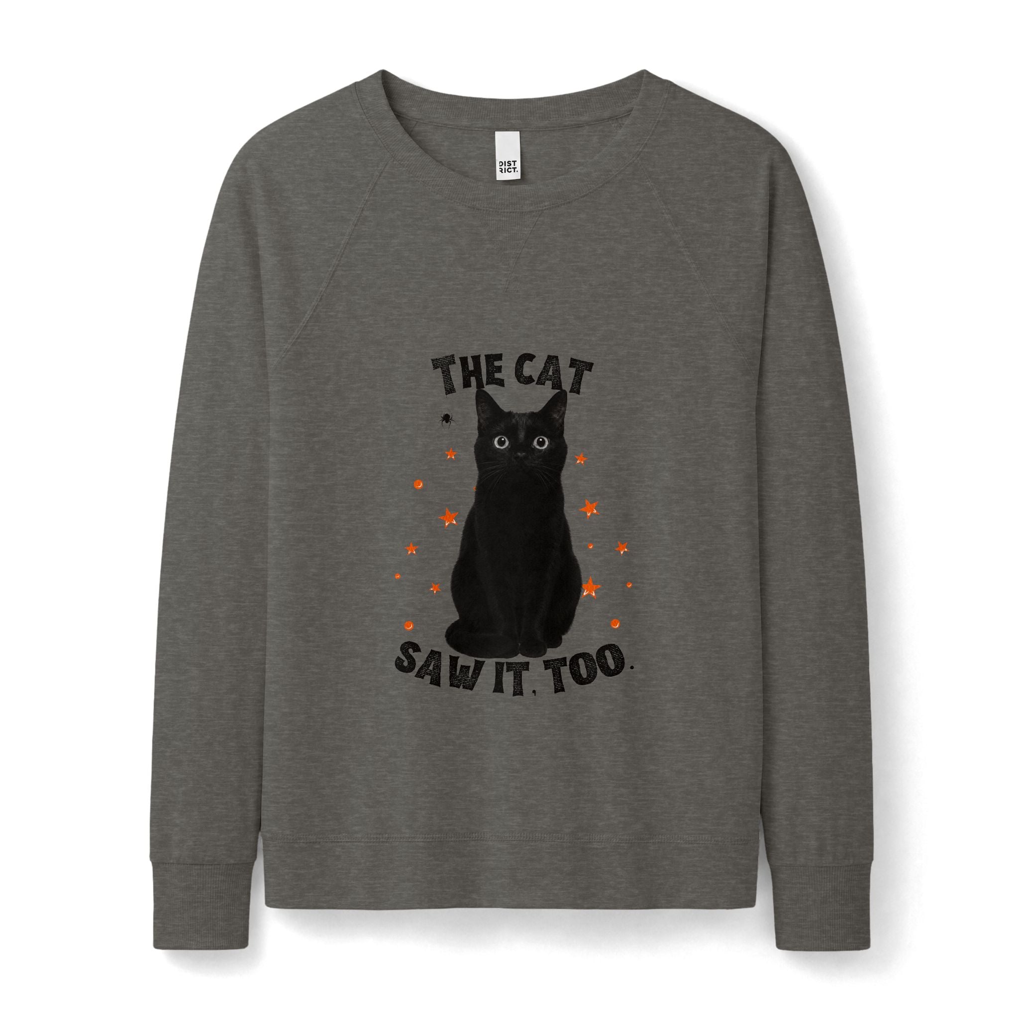 The Cat Saw It, Too Halloween Black Cat Lightweight Sweatshirt
