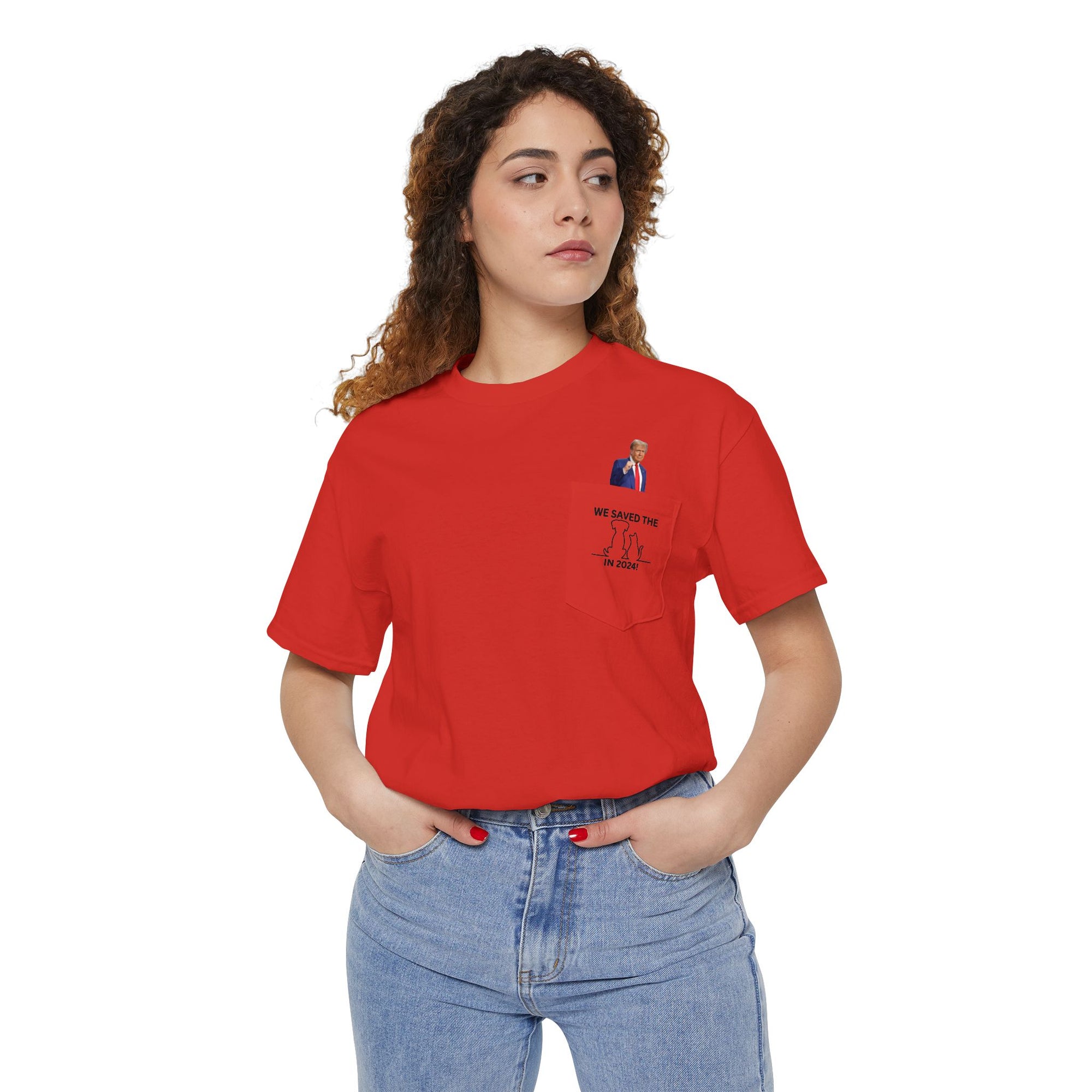 Trump - Saved the Cats & Dogs Unisex Heavy Cotton Pocket Tee