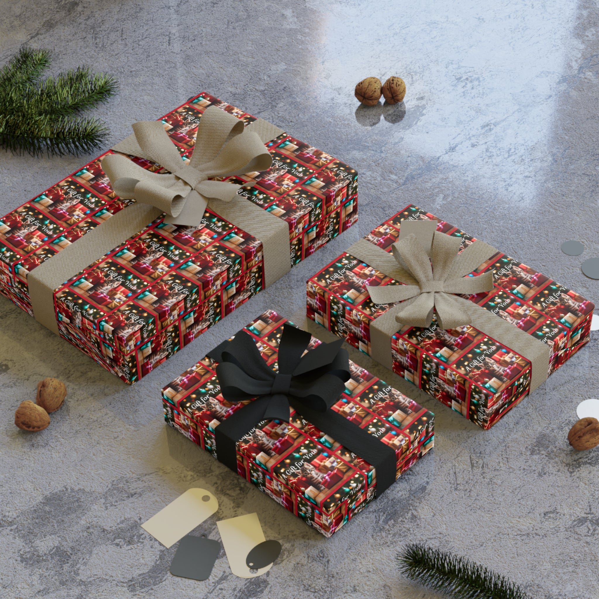 Photo depicting the ​A Gift for You Kitten Gift Wrapping Paper Rolls, 1pc from EpiAl's Shop.